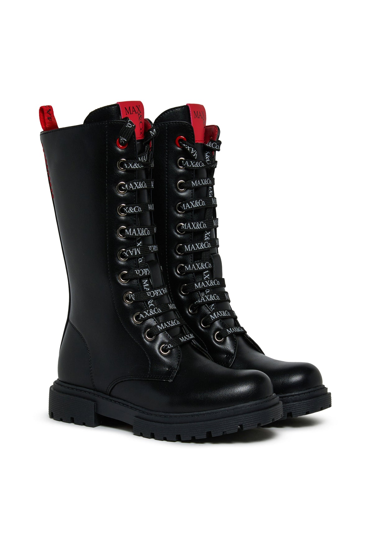 ロゴ付きコンバットブーツ