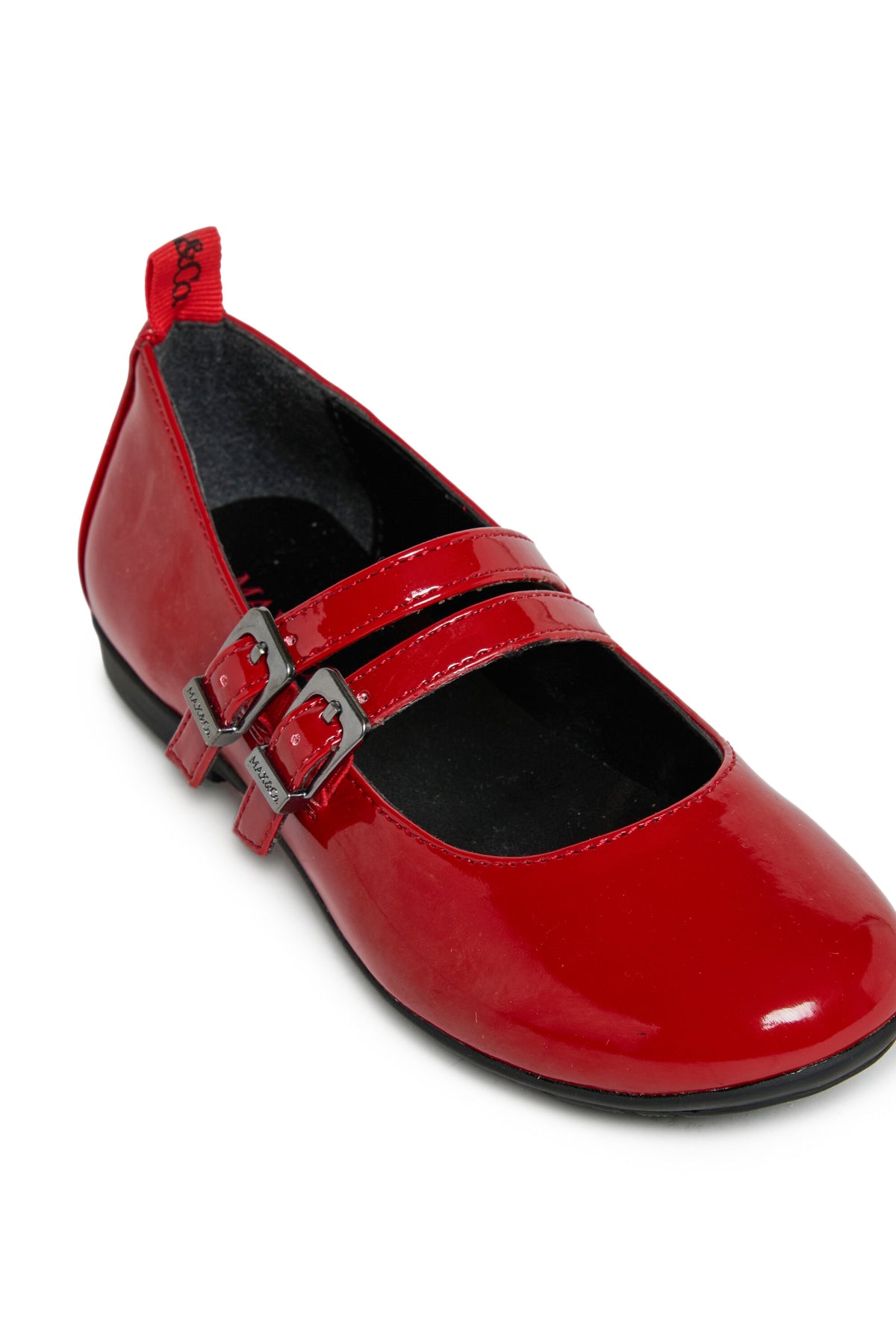 Patent ballet flats with double buckle