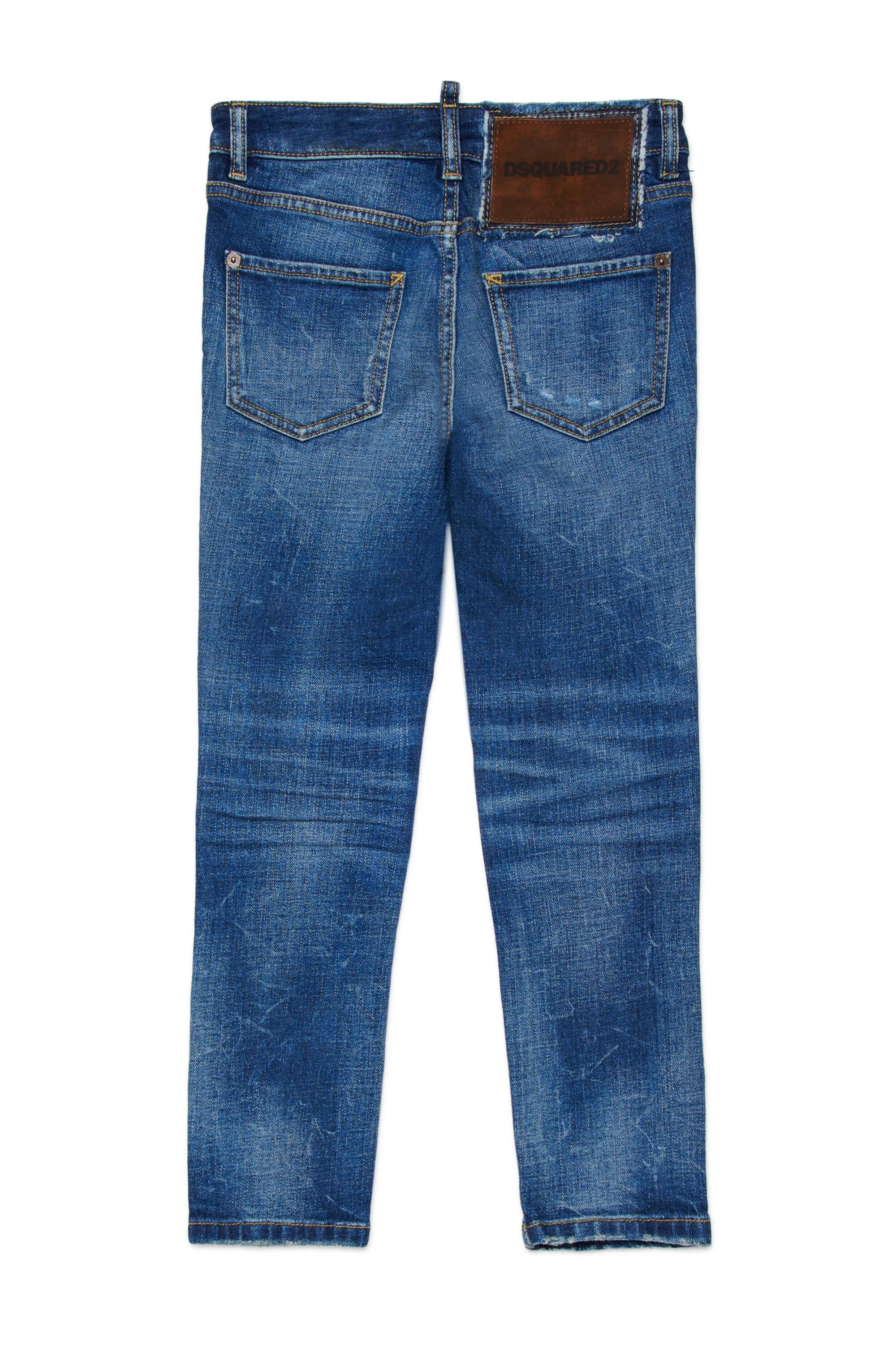 擦り傷のあるミディアムブルーのスリムジーンズ - Cool Girl