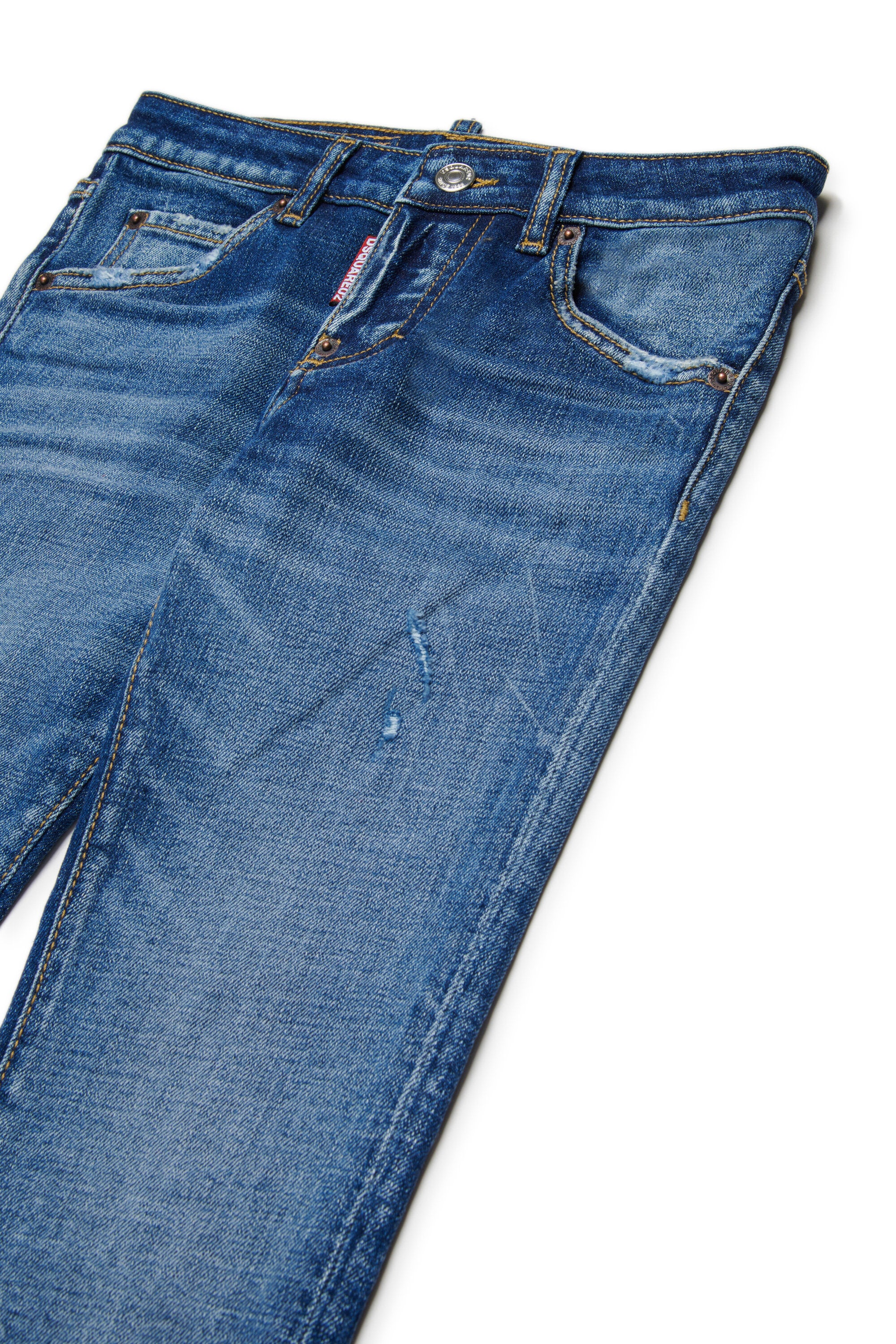 擦り傷のあるミディアムブルーのスリムジーンズ - Cool Girl