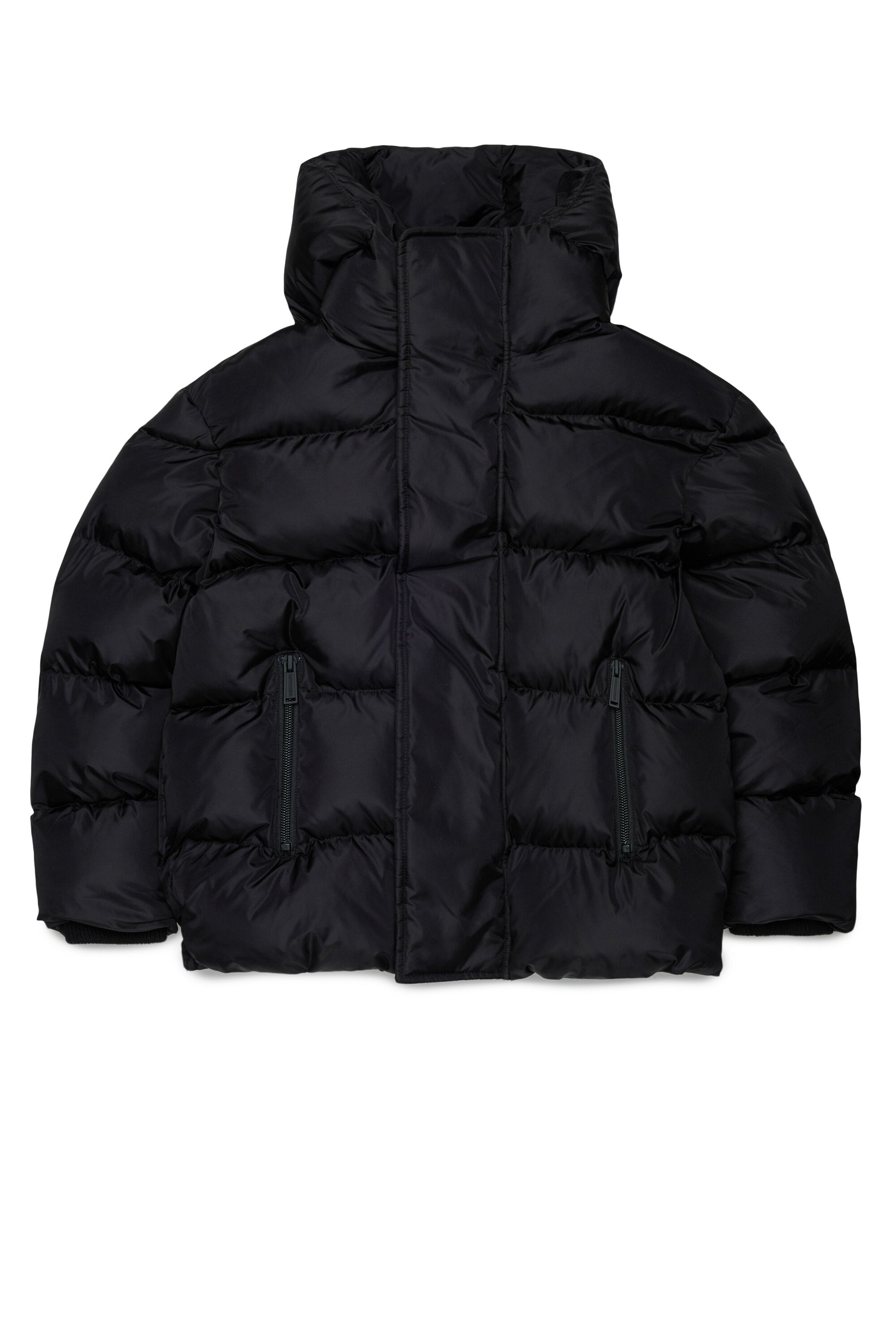 Short padded jacket with hood and DSQUARED2 logo