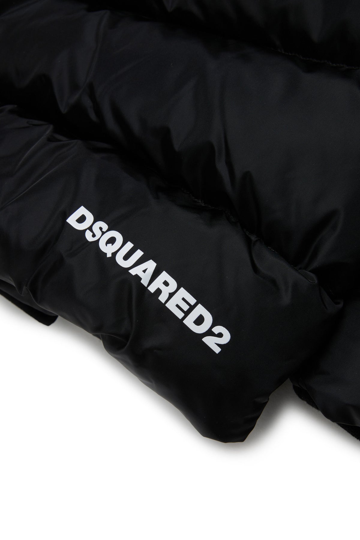 Short padded jacket with hood and DSQUARED2 logo