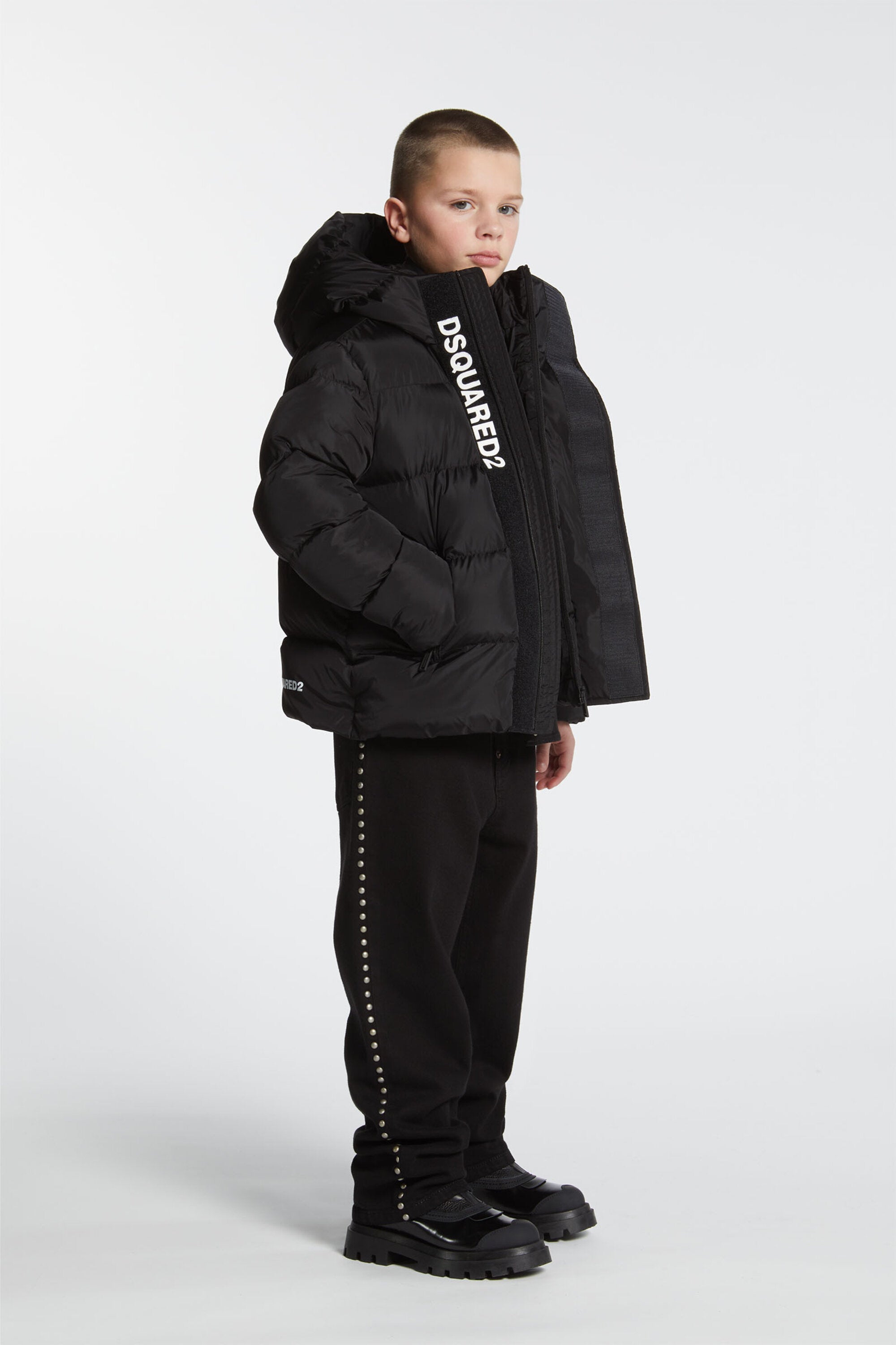 フードとDSQUARED2ロゴ入りパッド入りジャケット