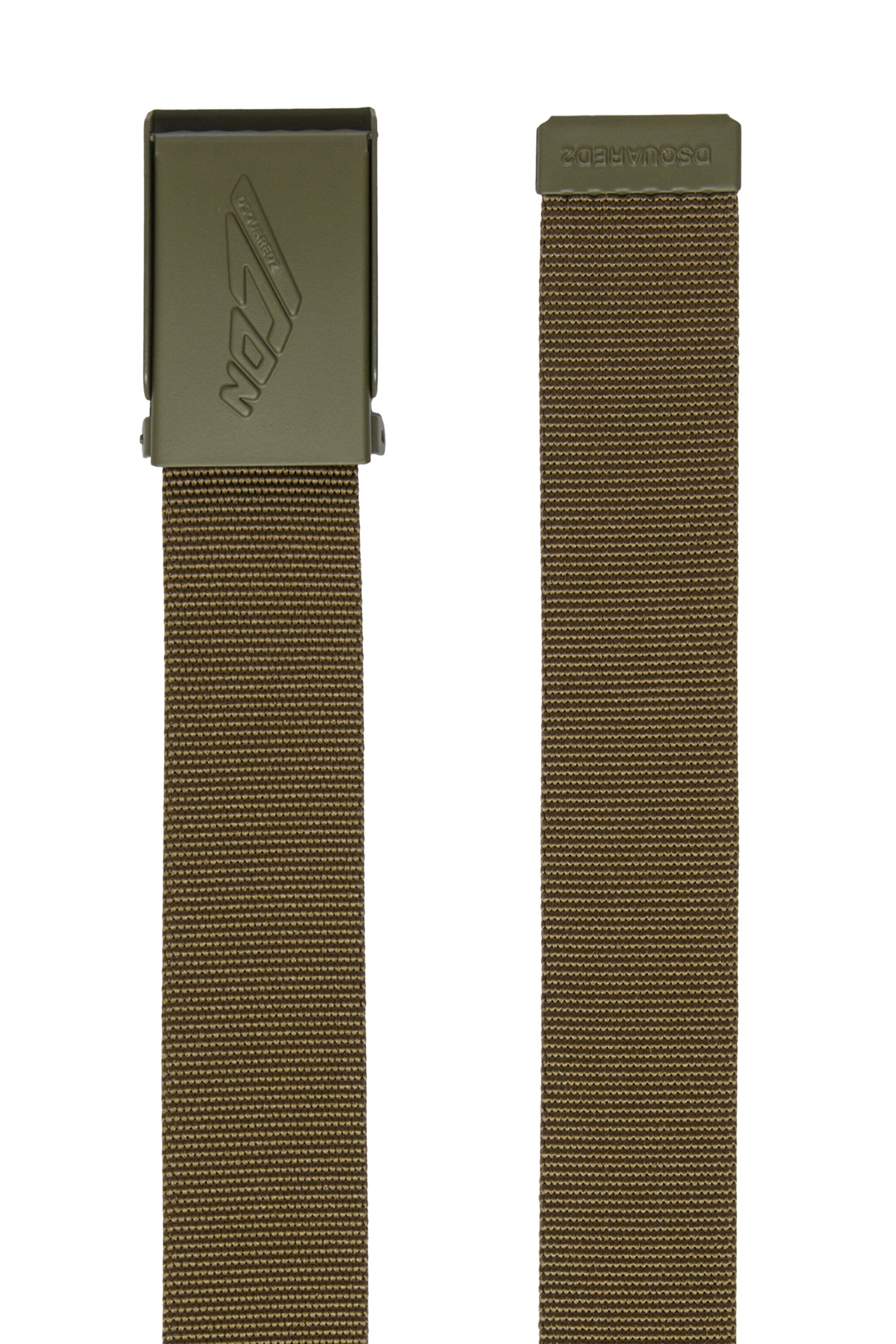 Ribbon belt with branded buckle