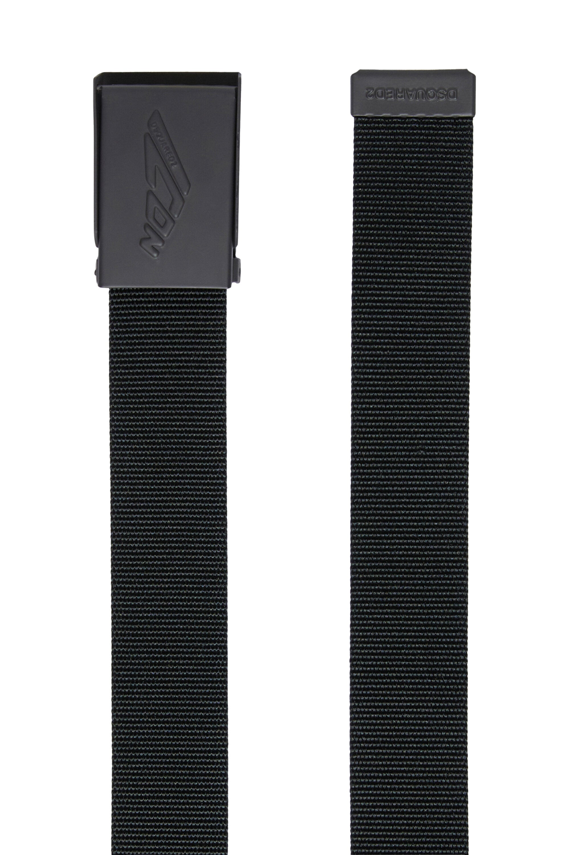 Ribbon belt with branded buckle
