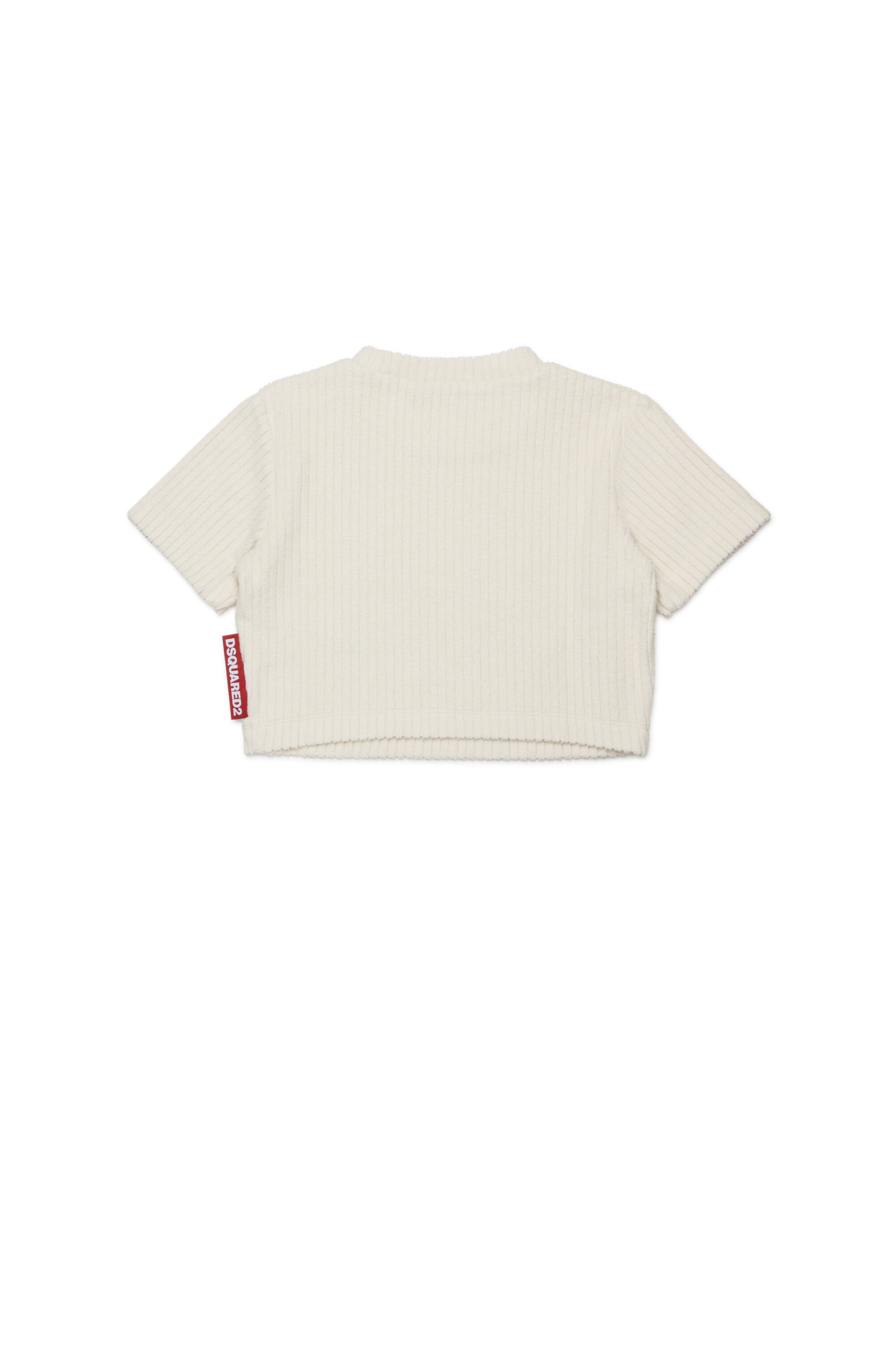 リブ・ベルベット・クロップドTシャツ