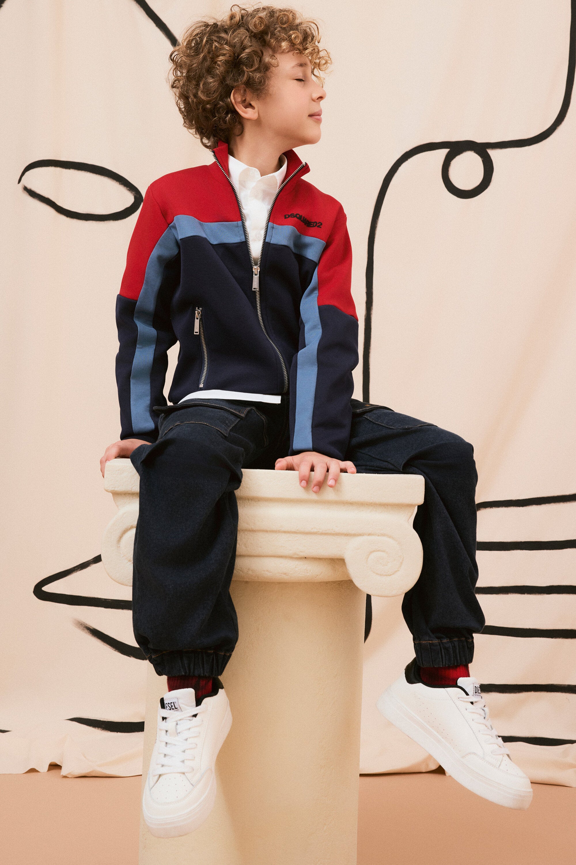 Full zipper neoprene colorblock sweatshirt