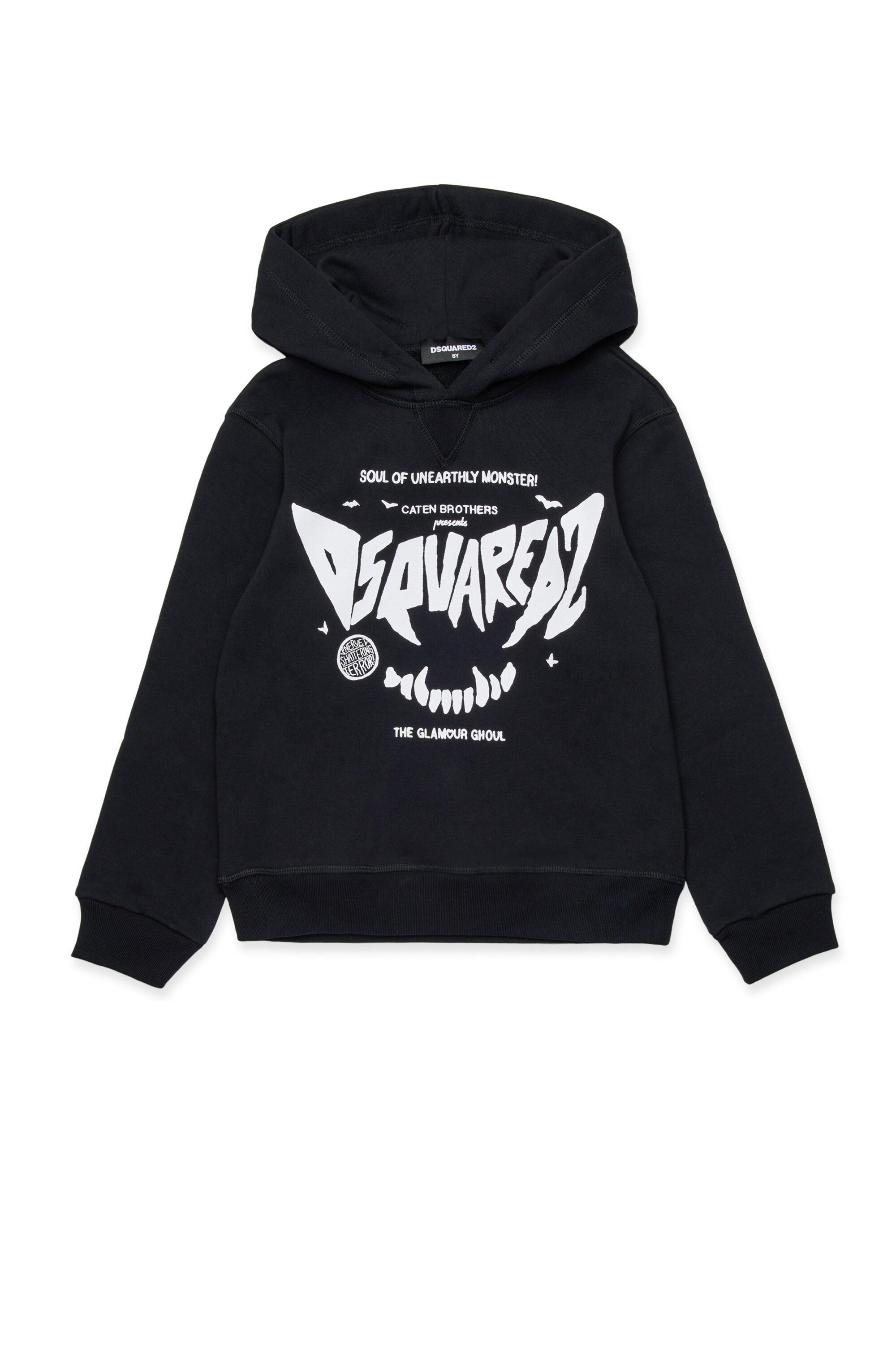 Hooded sweatshirt with horror print