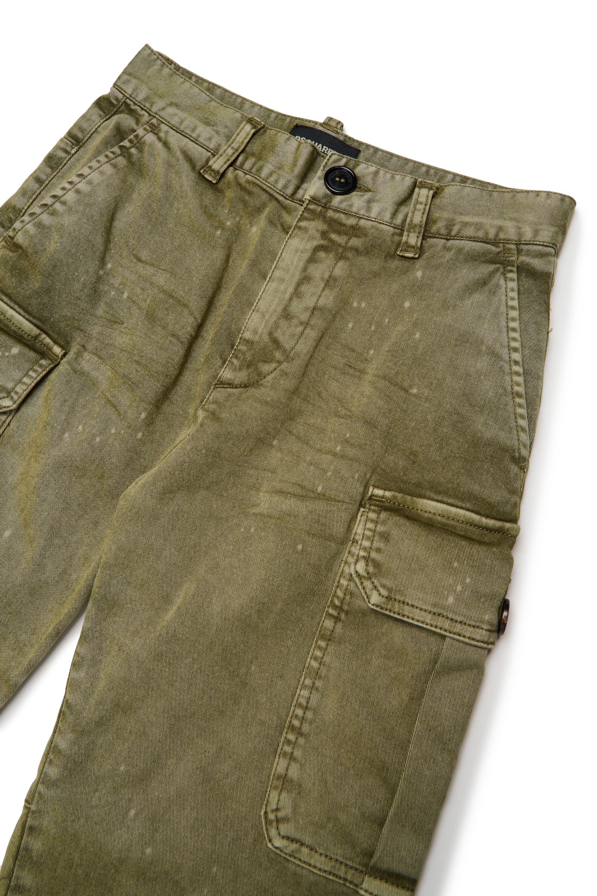 Vintage-effect gabardine cargo pants