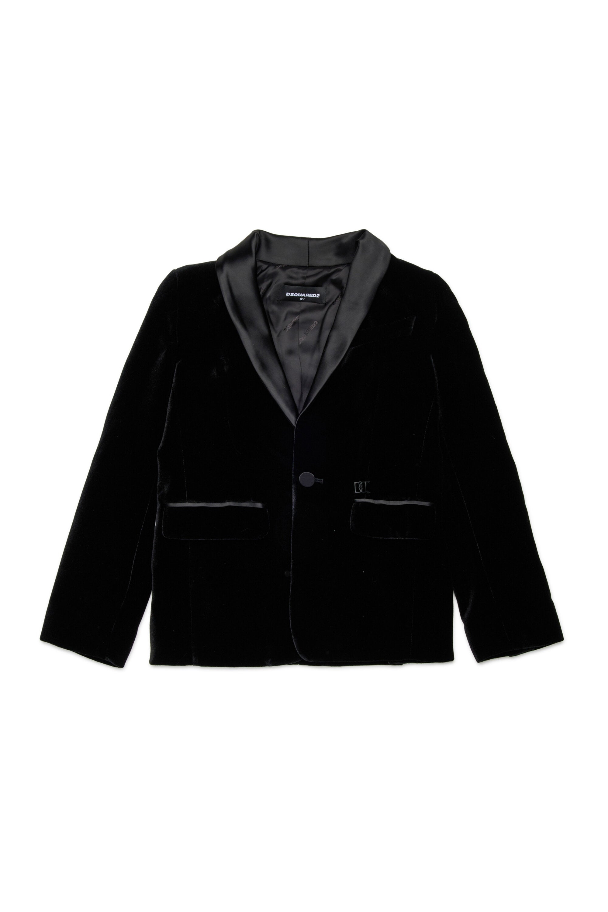 Velvet blazer jacket with D2 plaque