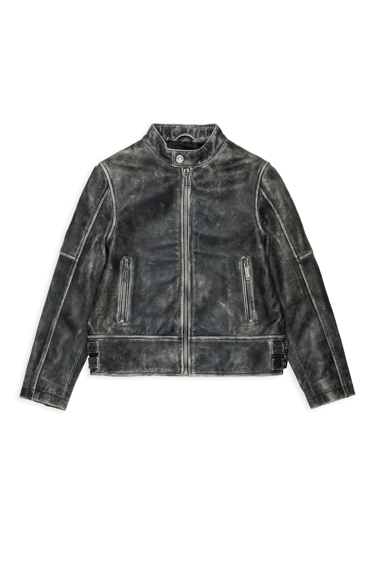 Leather worn effect nail jacket