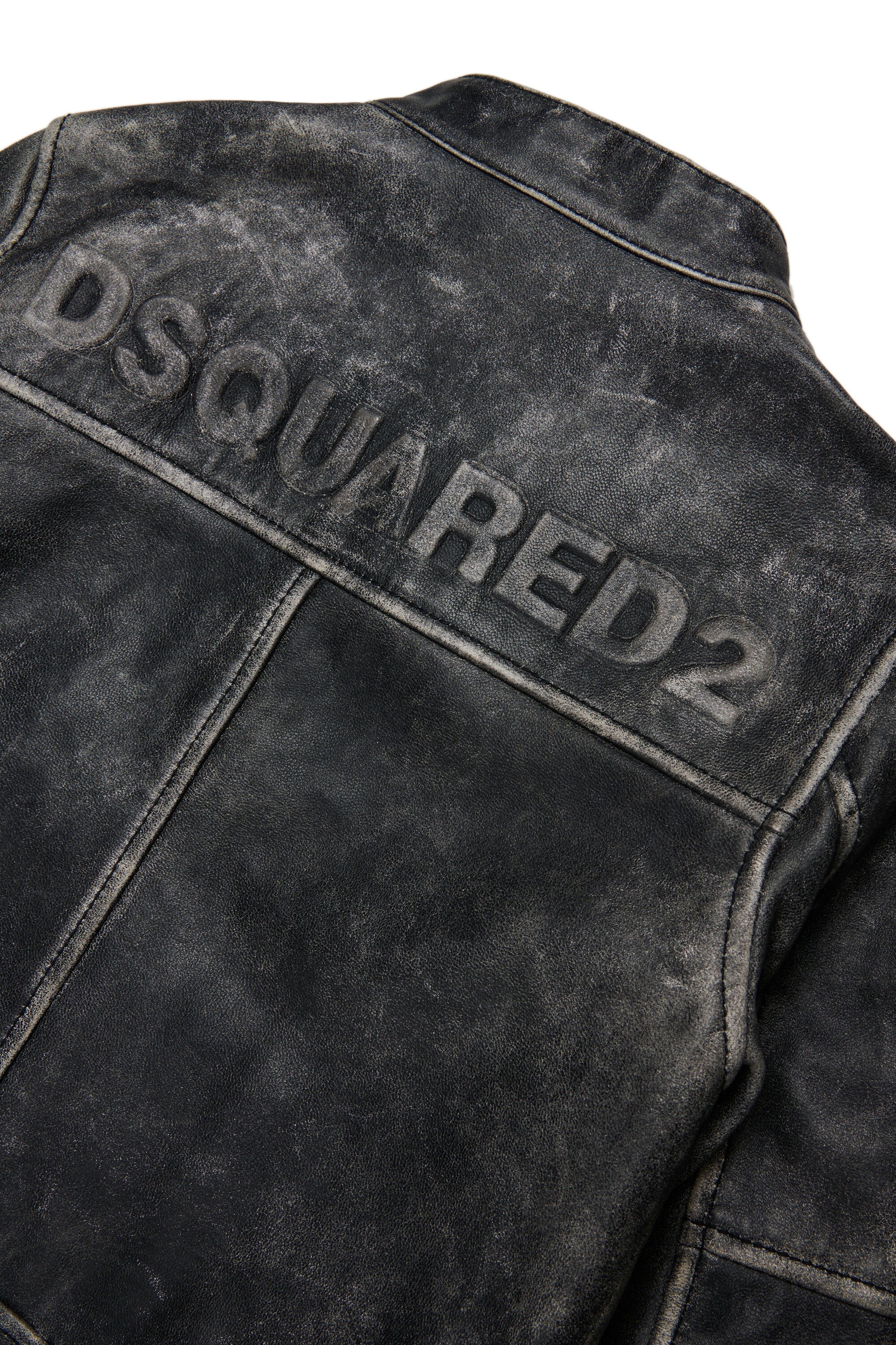 Leather worn effect nail jacket