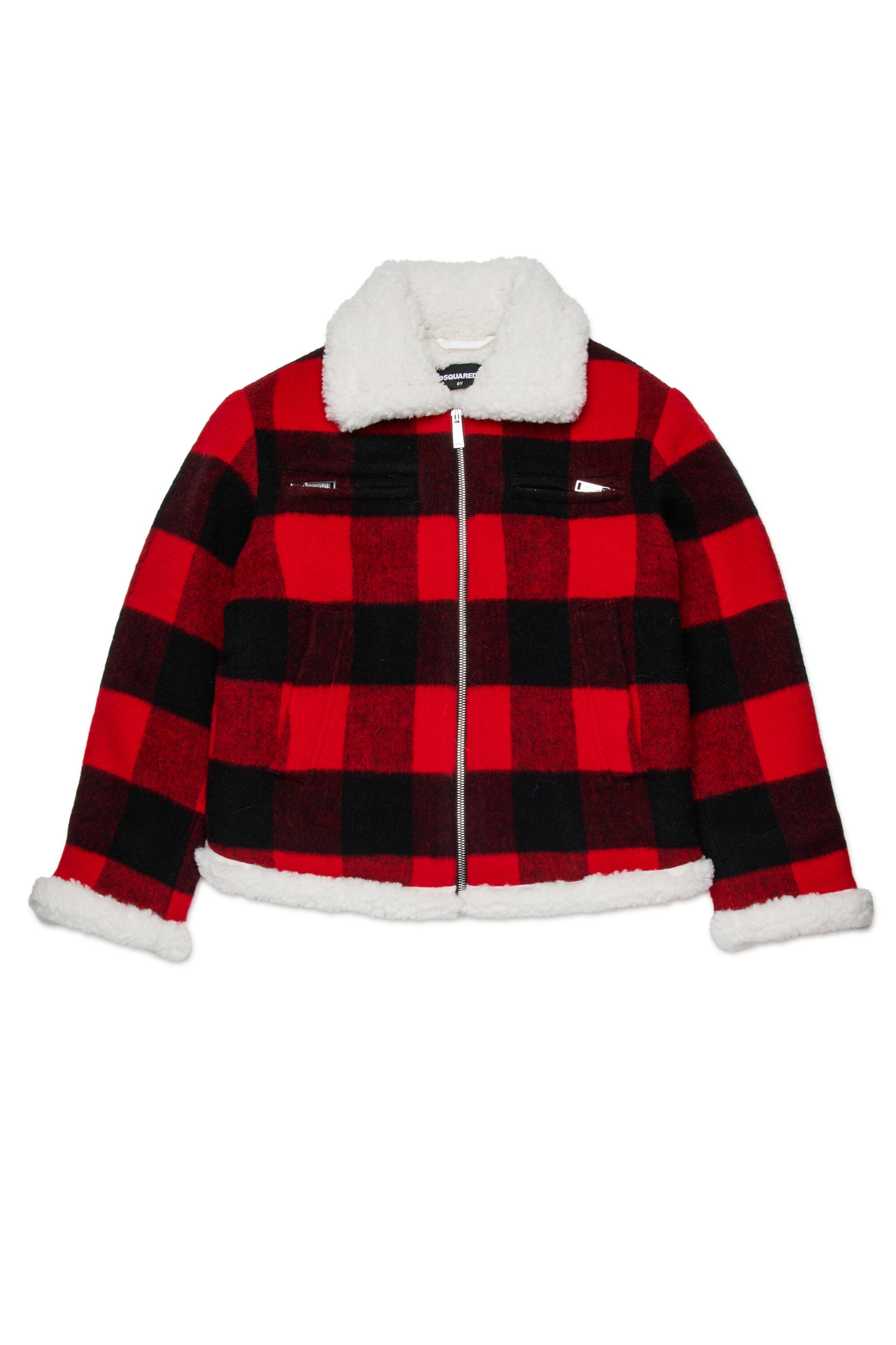 Plaid flannel shearling jacket