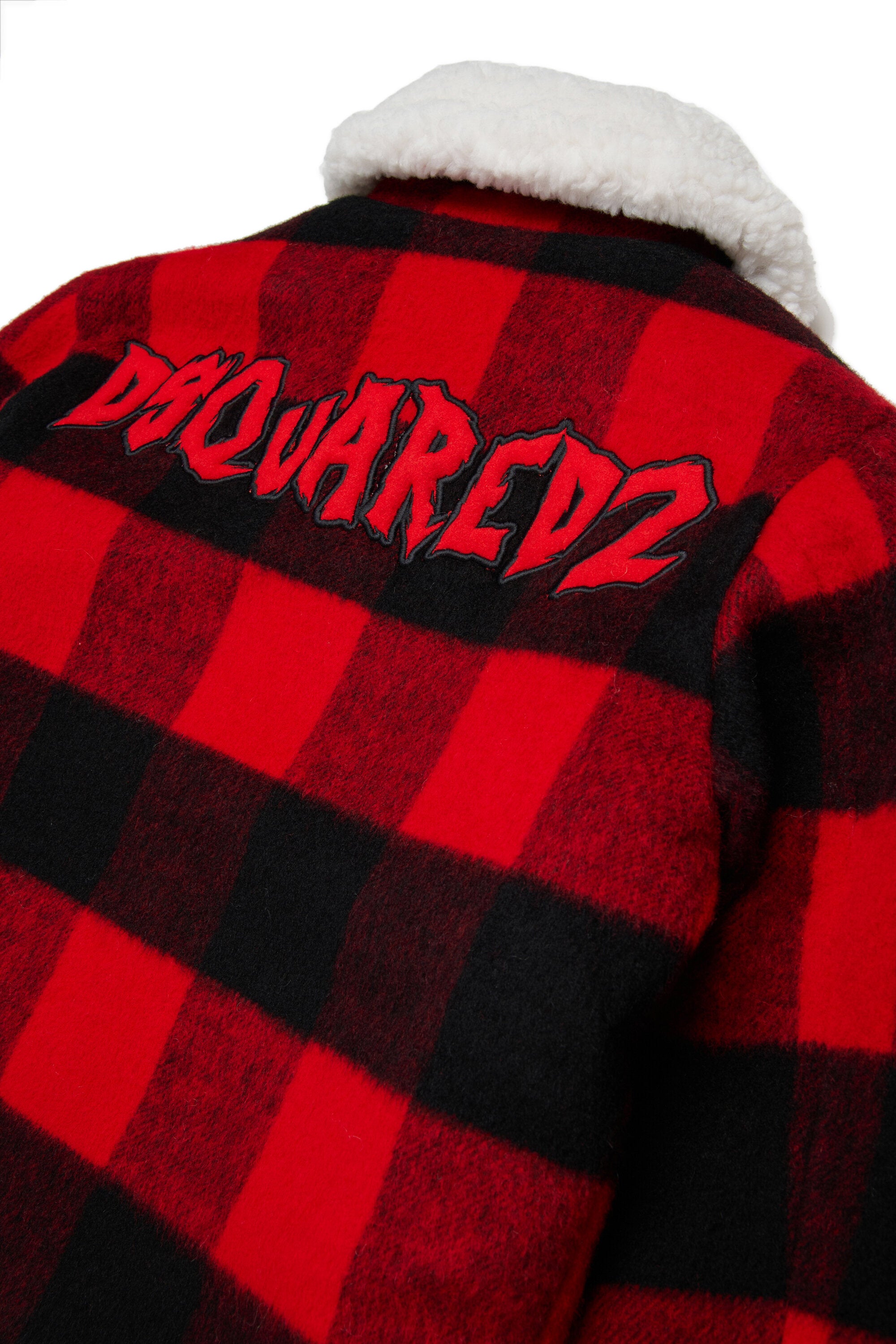 Plaid flannel shearling jacket