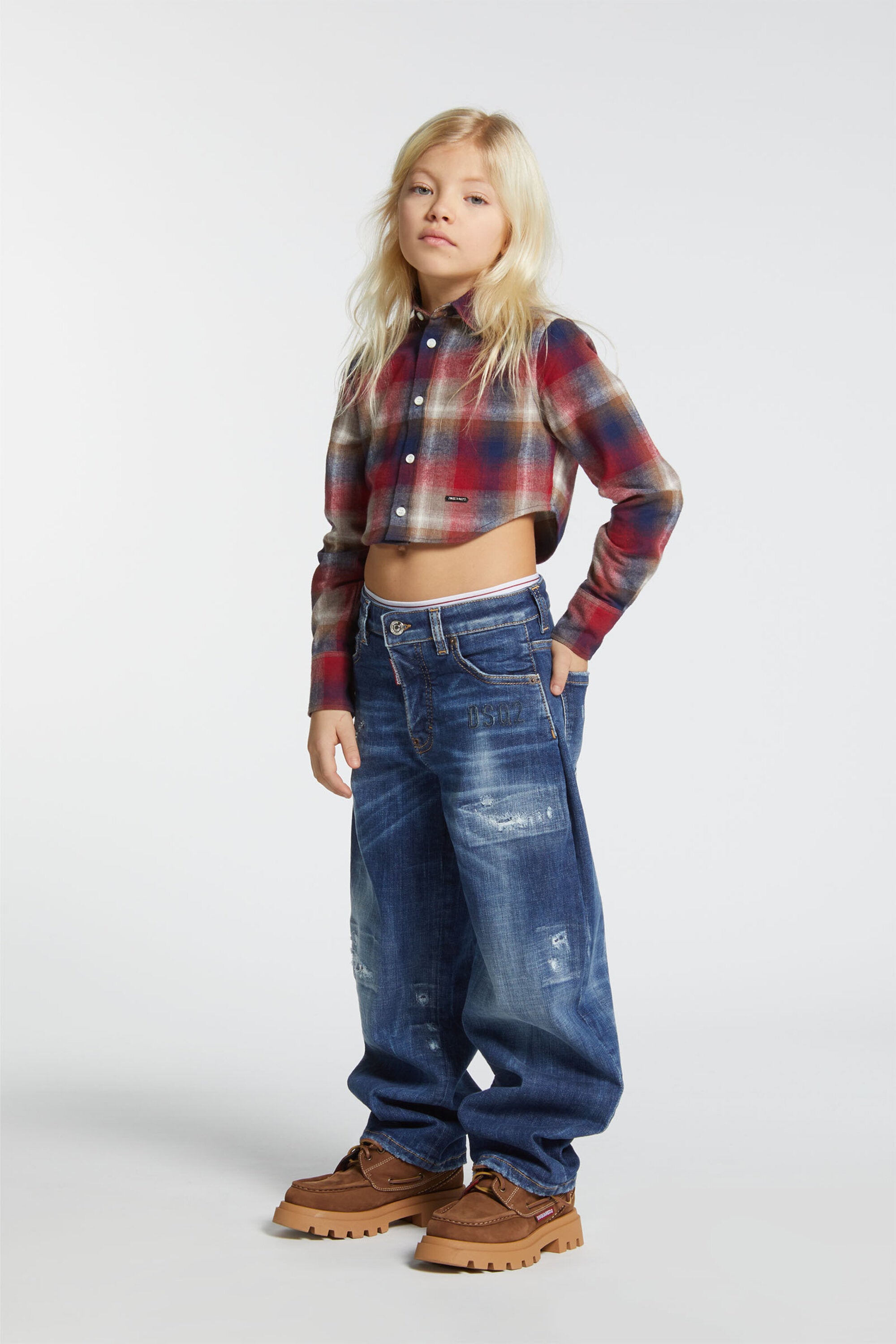 クロップド・フランネル・チェックシャツ