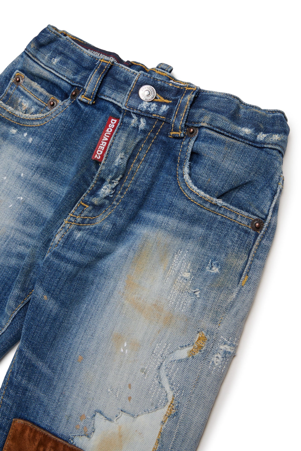 Regular jeans with used effect patchwork - Loose