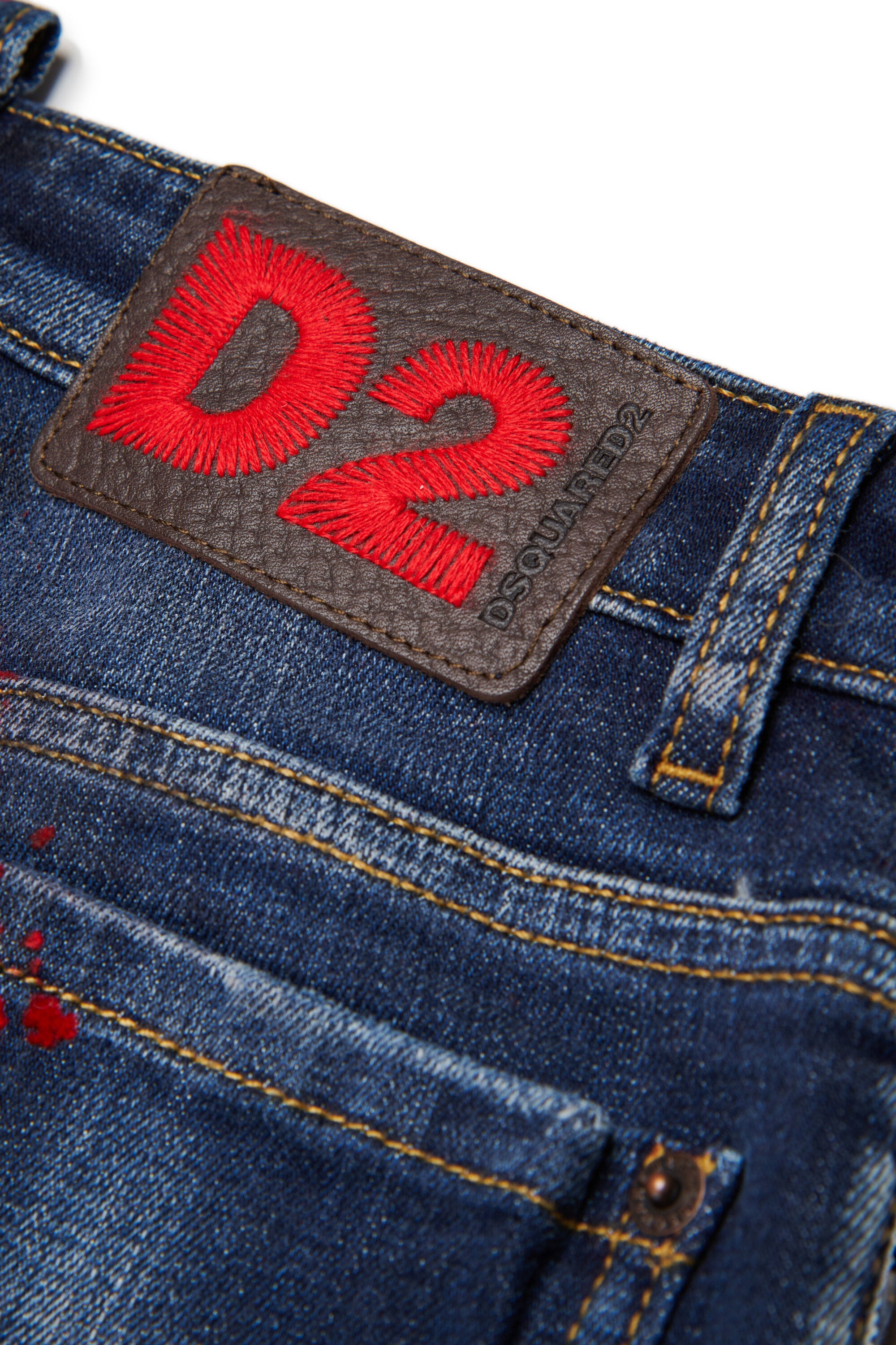 チェック柄のダークブルーのルーズ・ジーンズ - Bro Jean