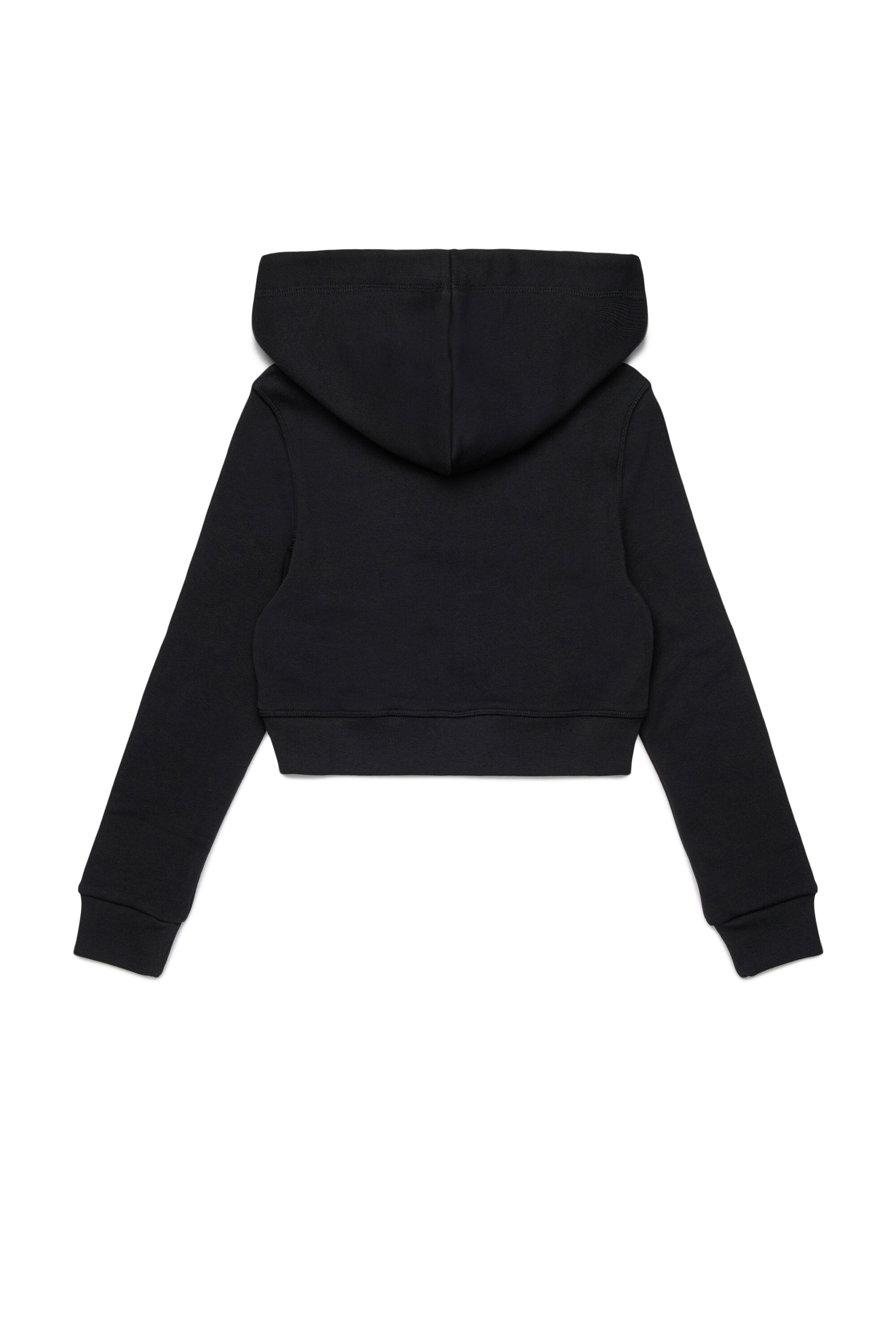Cropped hooded sweatshirt with breast pocket