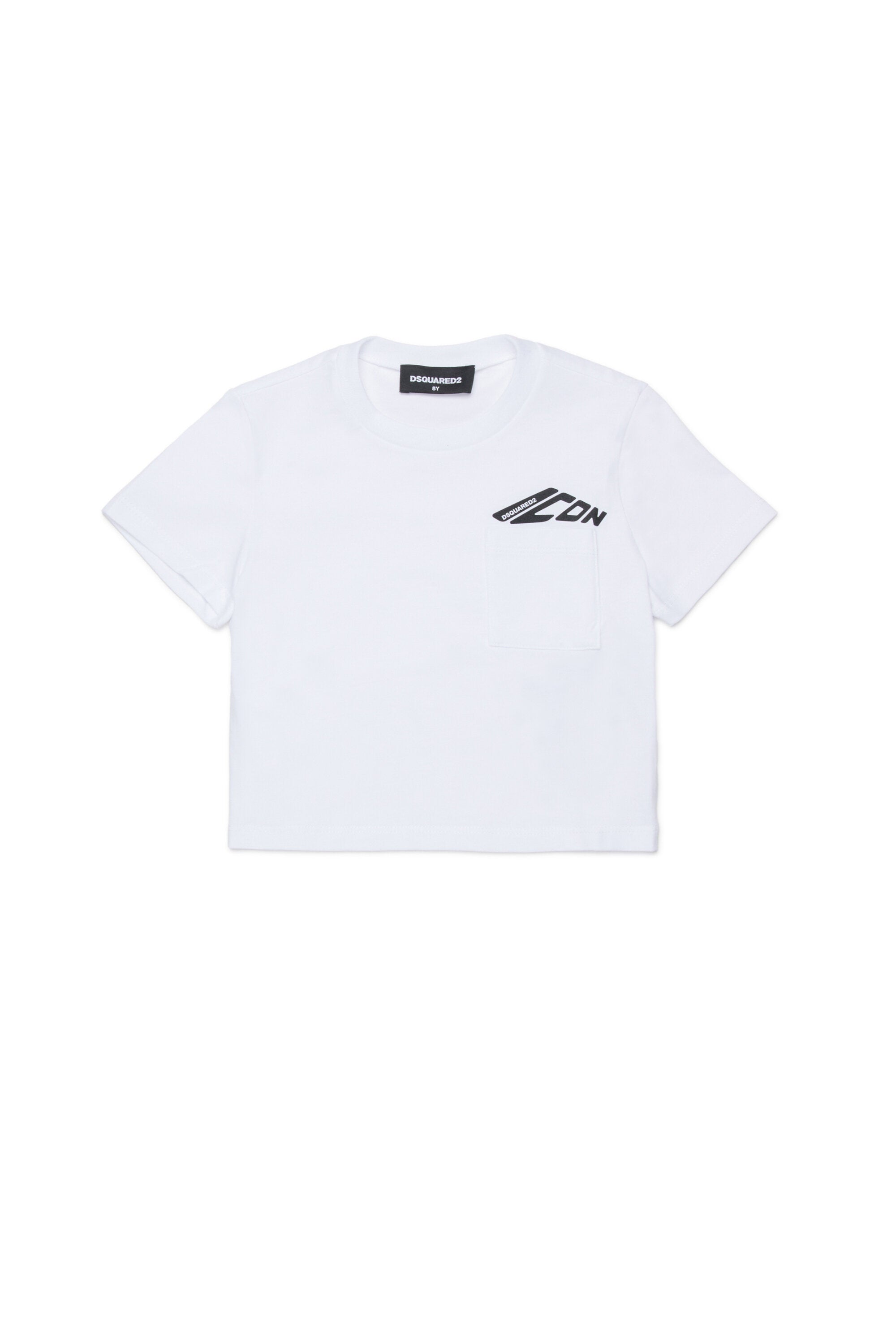 胸ポケット付きクロップド丈ジャージーTシャツ