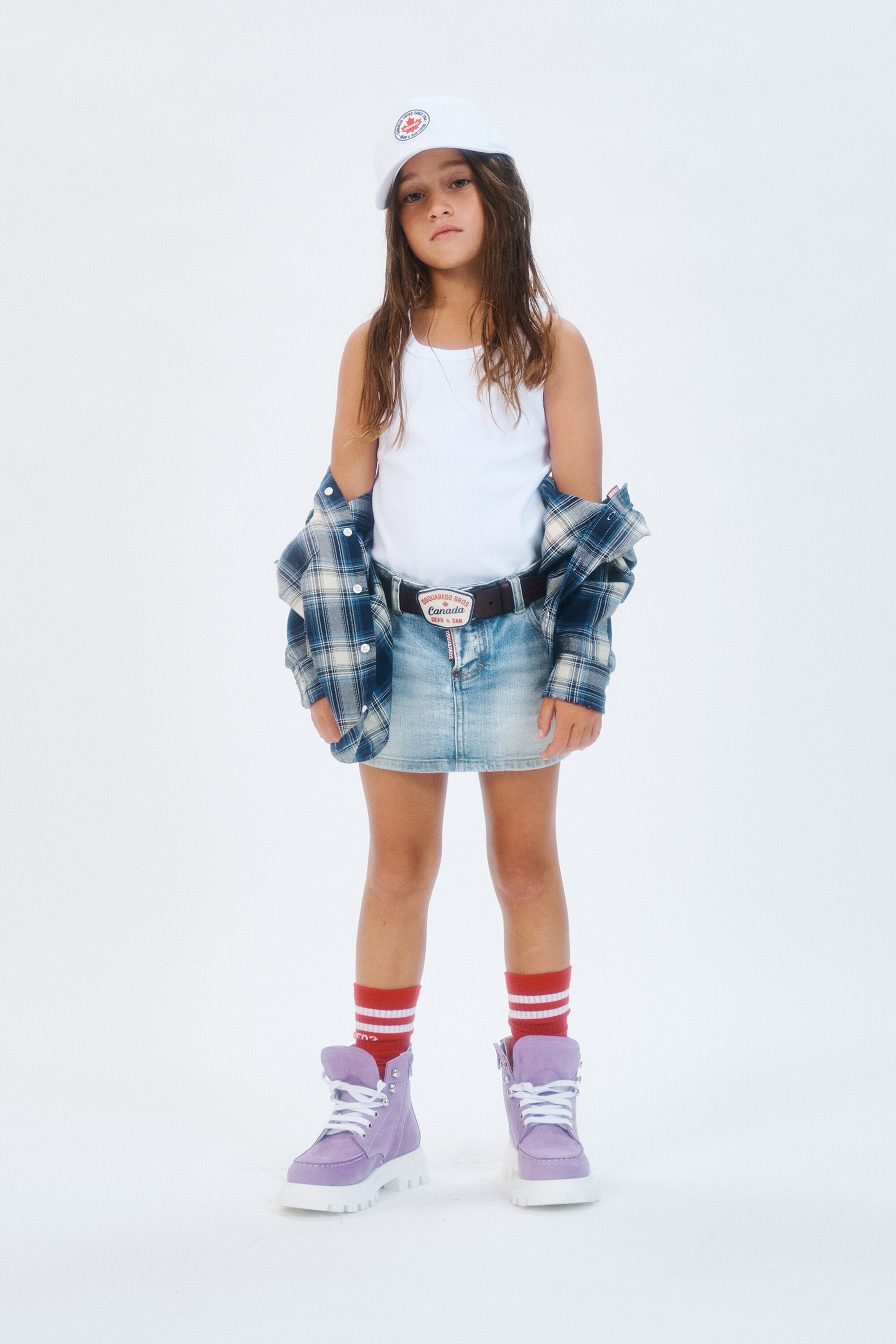 ロゴ入りデニムミニスカート