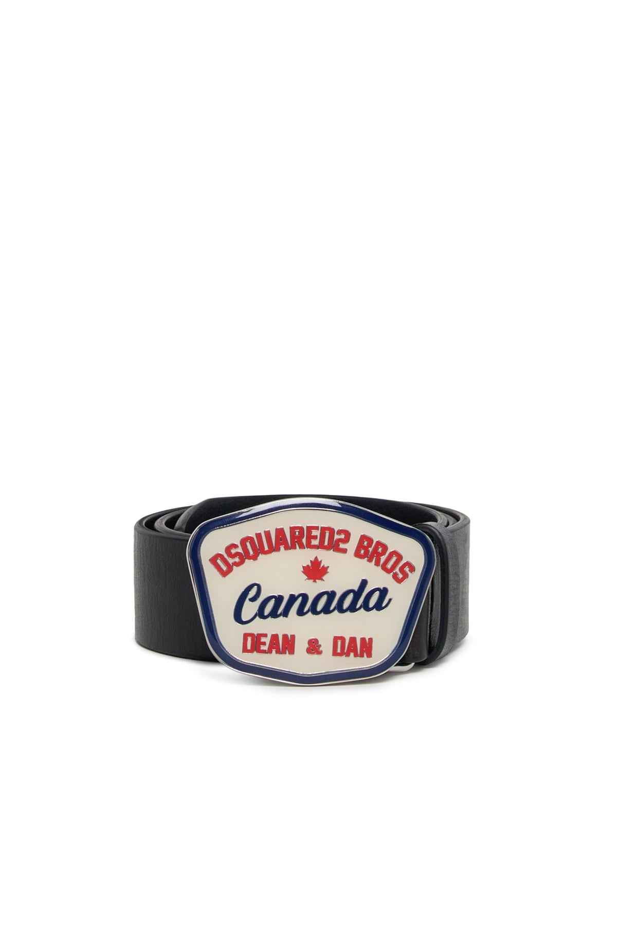 Belt with logo buckle