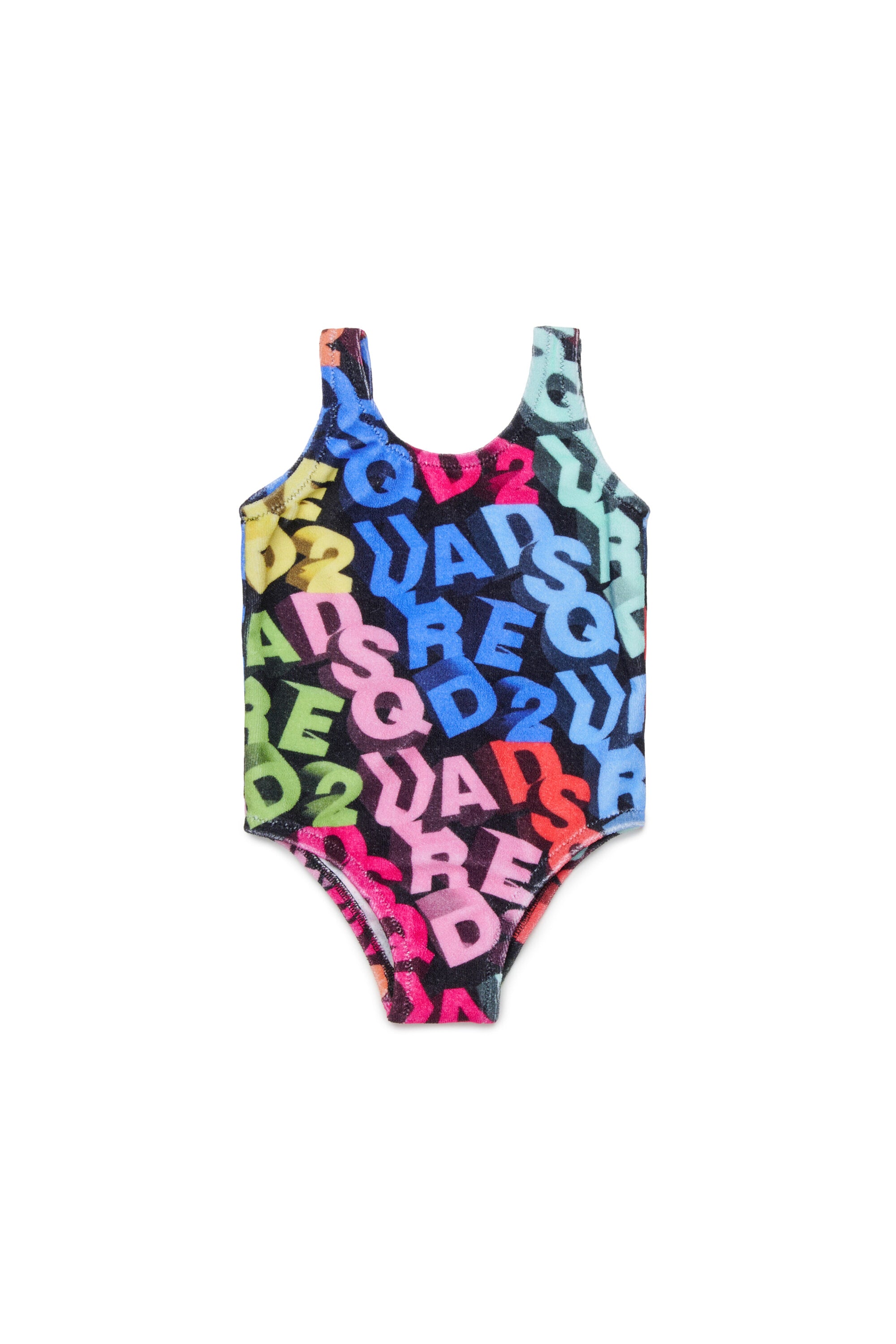 One-piece swimsuit with all-over 3D logo