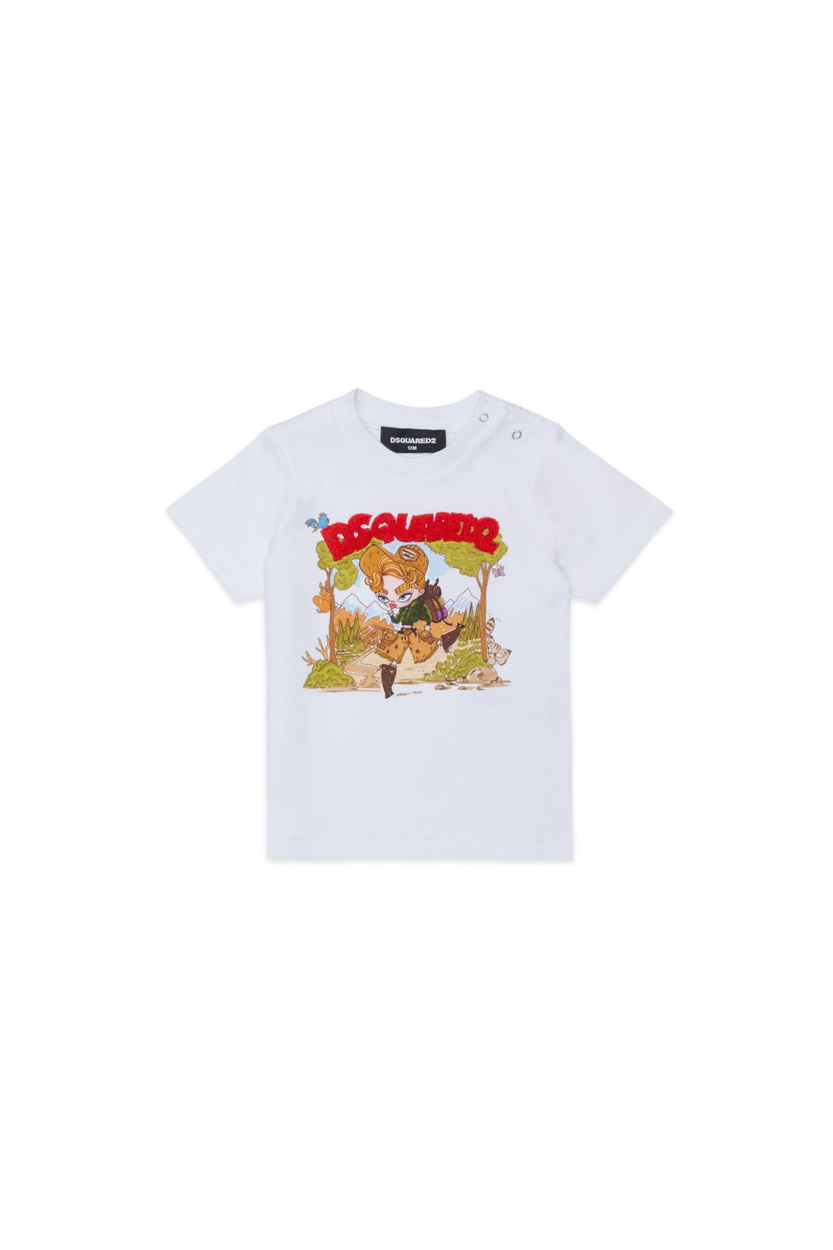 ロゴとフロントプリントのTシャツ