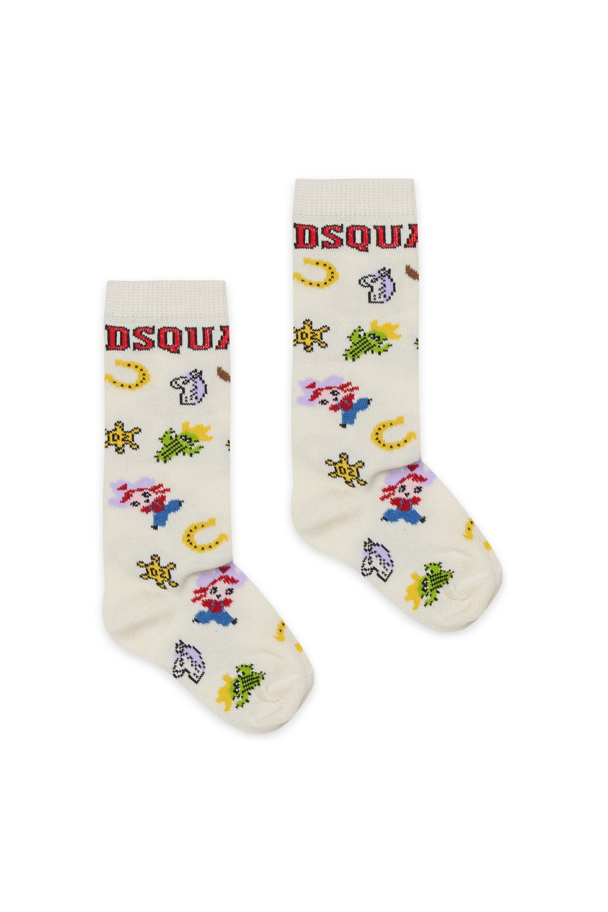 ロゴとウエスタン柄のソックス