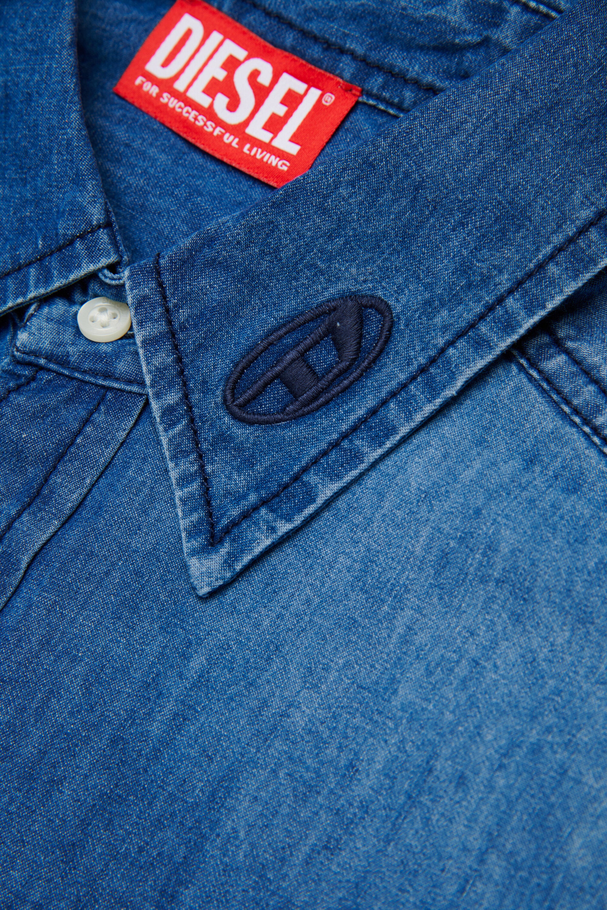Long-sleeve denim shirt with logo