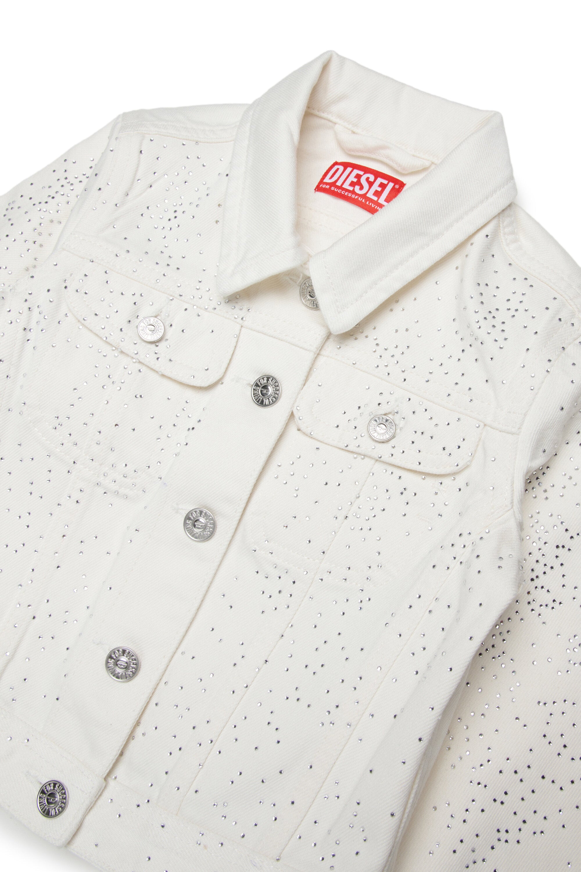 Denim jacket with allover micro studs