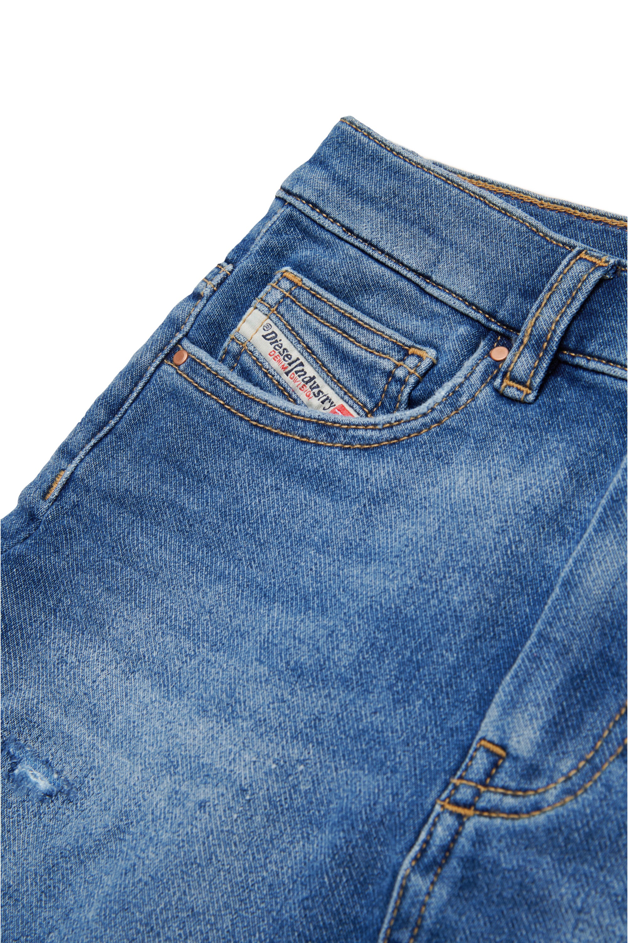 Medium blue JoggJeans® skirt with rips