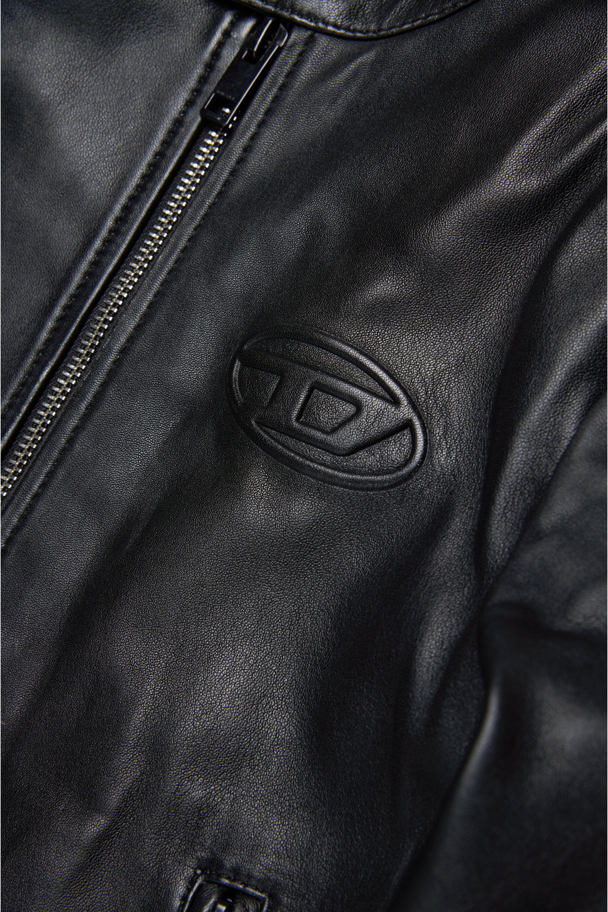 Oval D branded leather biker jacket