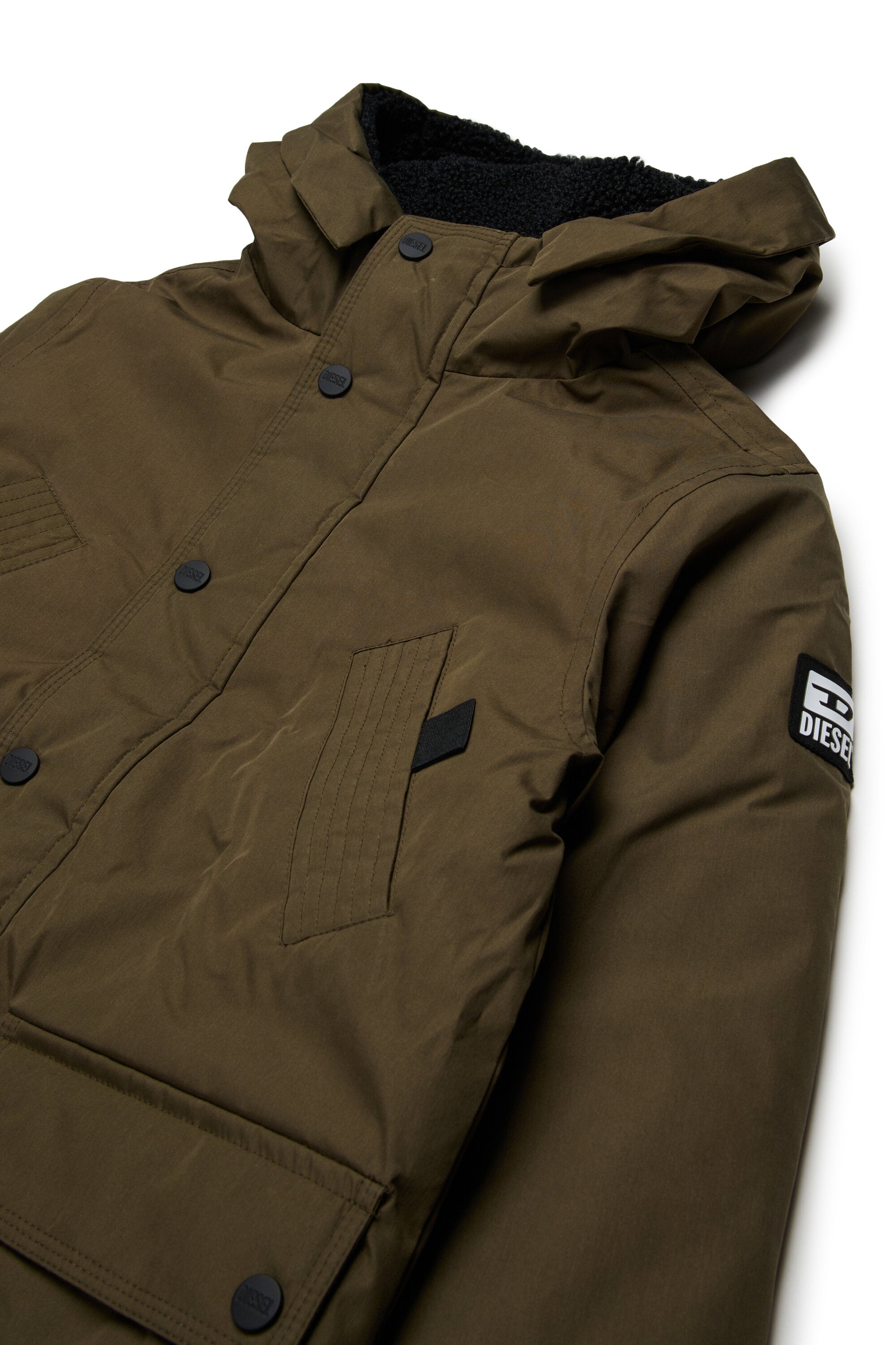 Long padded jacket with front pockets