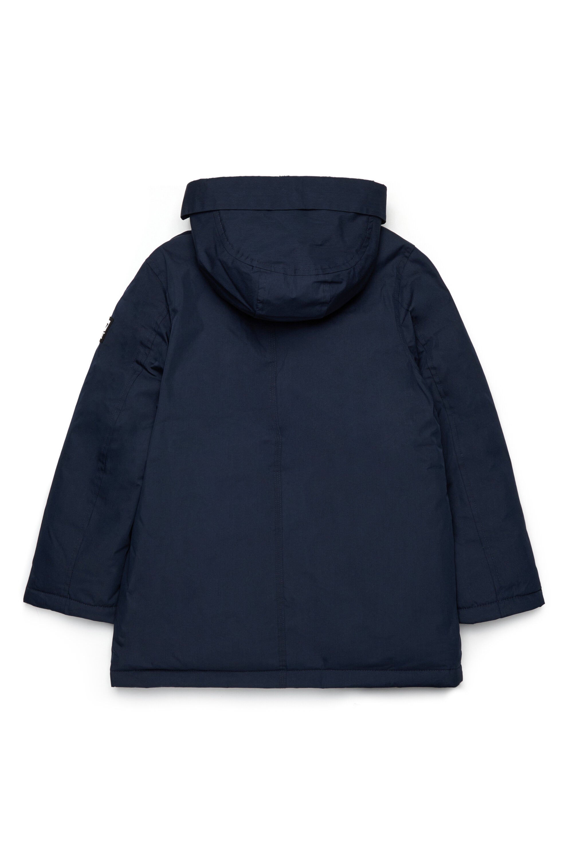 フロントポケット付きのロングパッド入りジャケット
