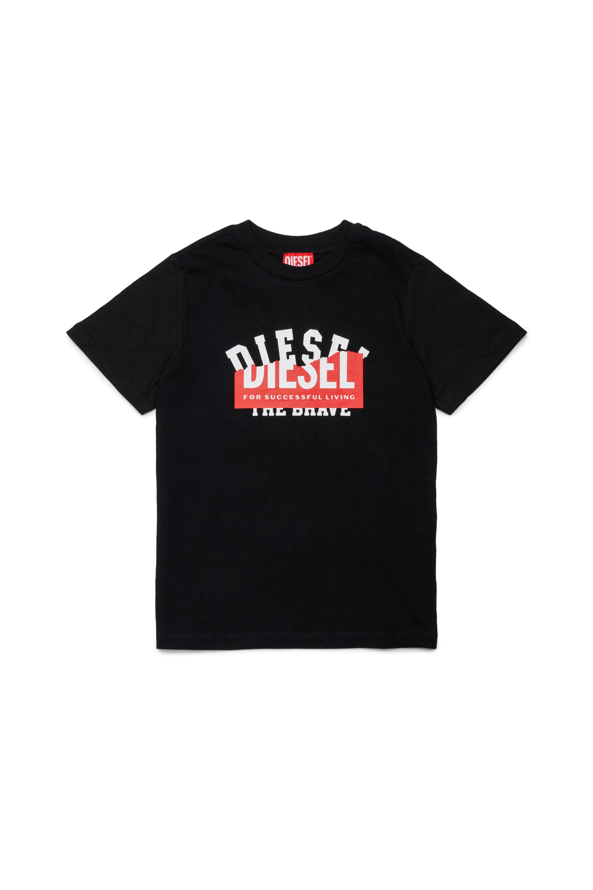 ロゴプリントが重なったTシャツ
