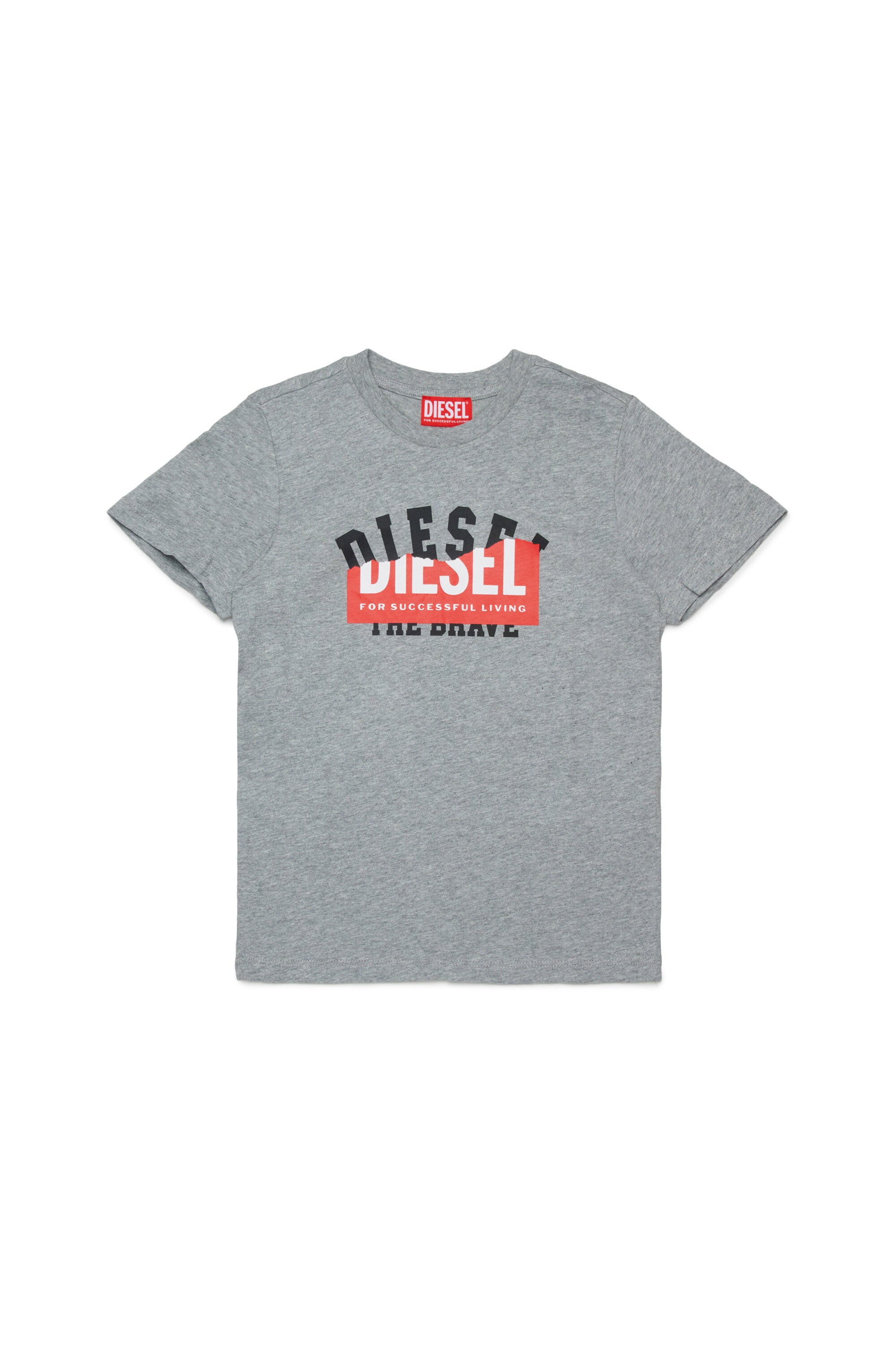 ロゴプリントが重なったTシャツ