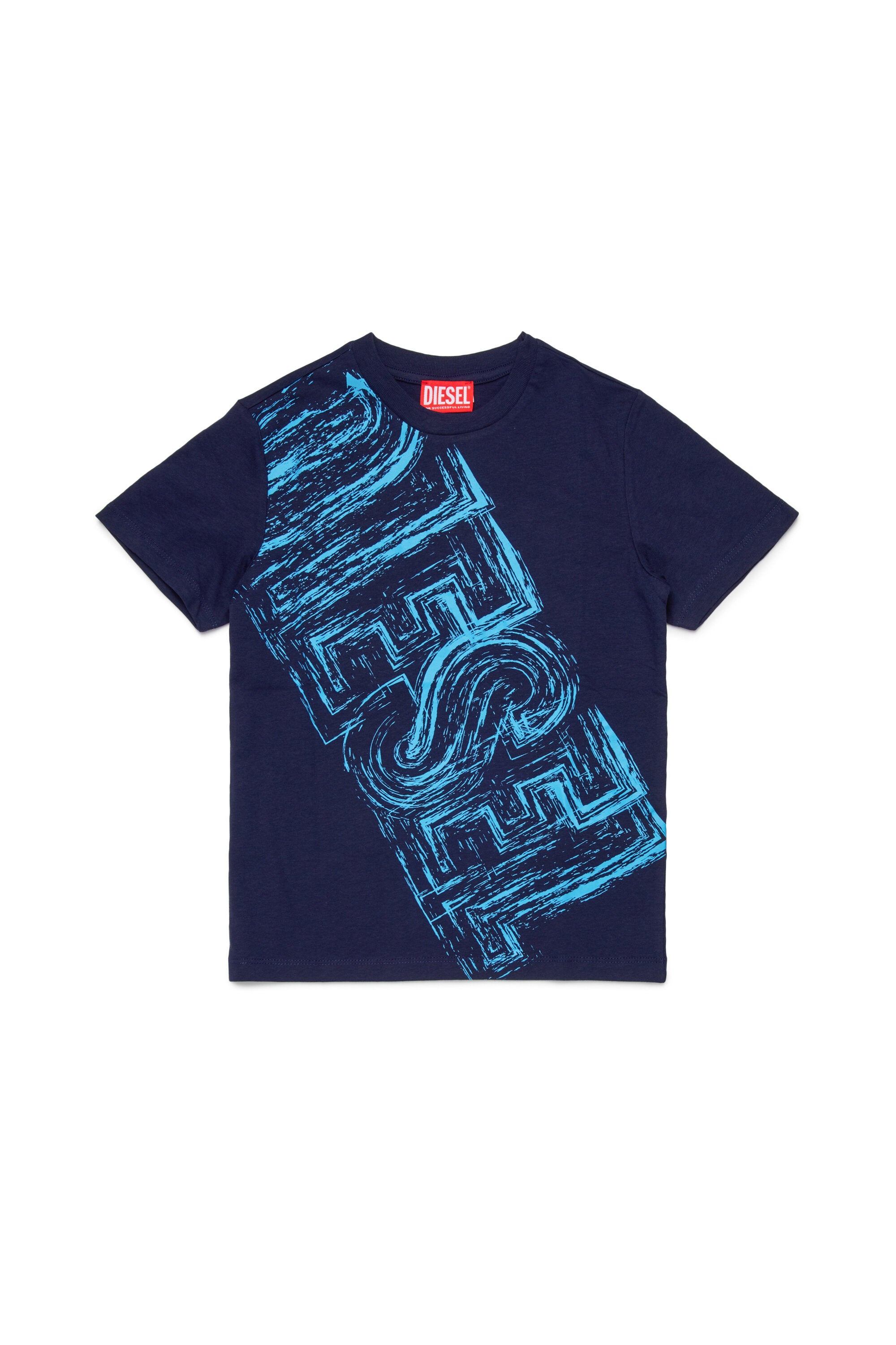 色褪せたロゴ入りジャージーTシャツ