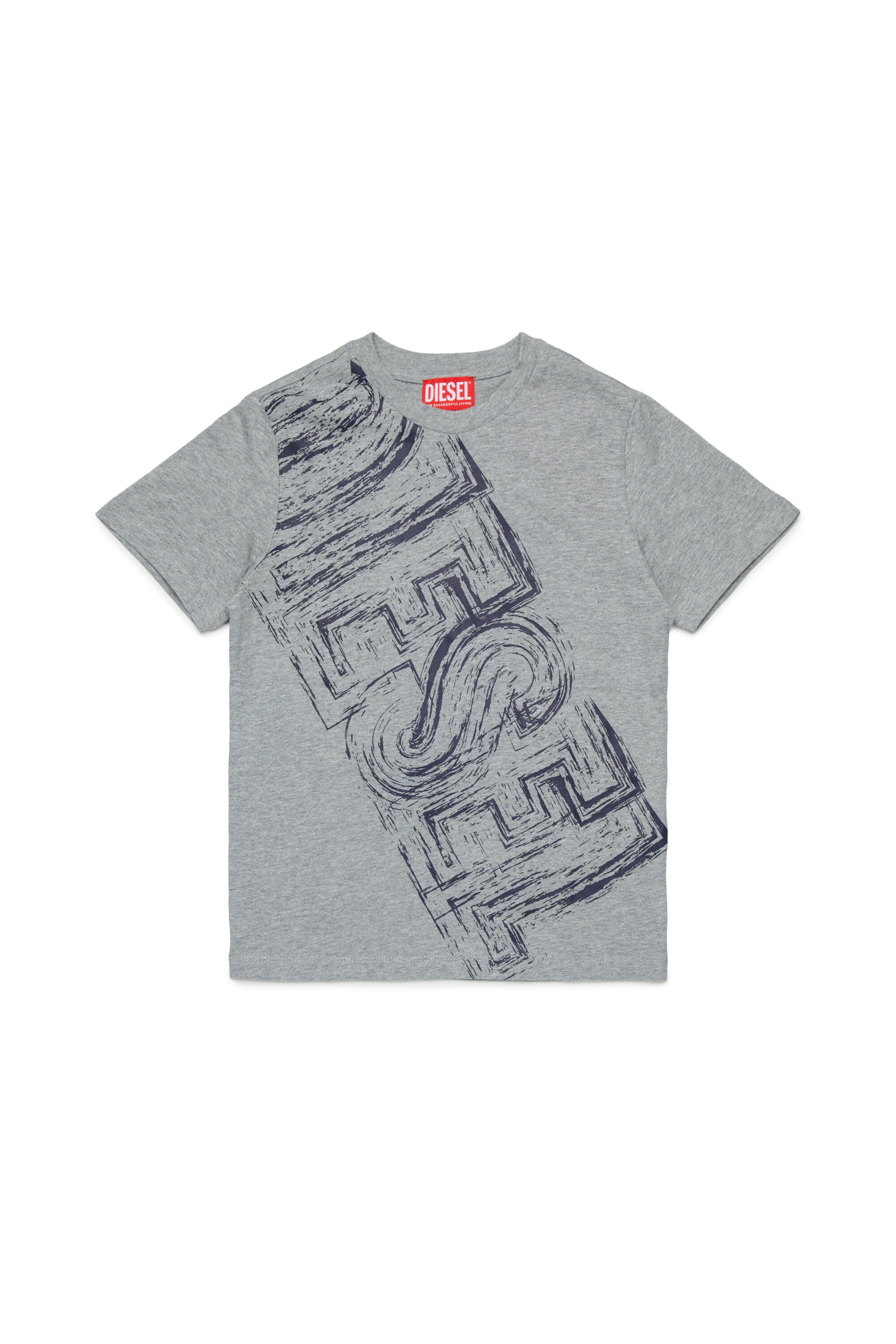 色褪せたロゴ入りジャージーTシャツ