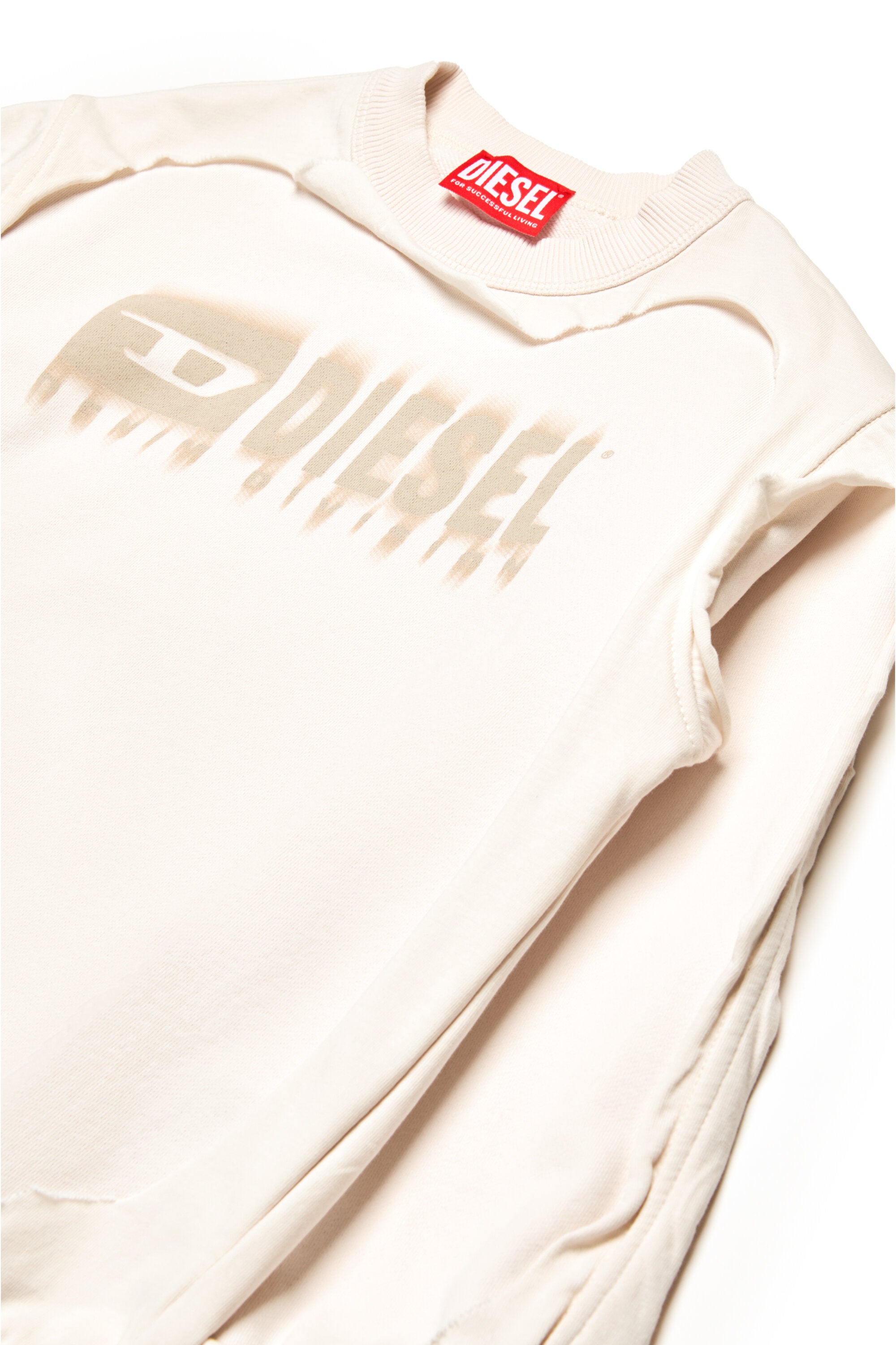 Double-layer sweatshirt with destroyed effect