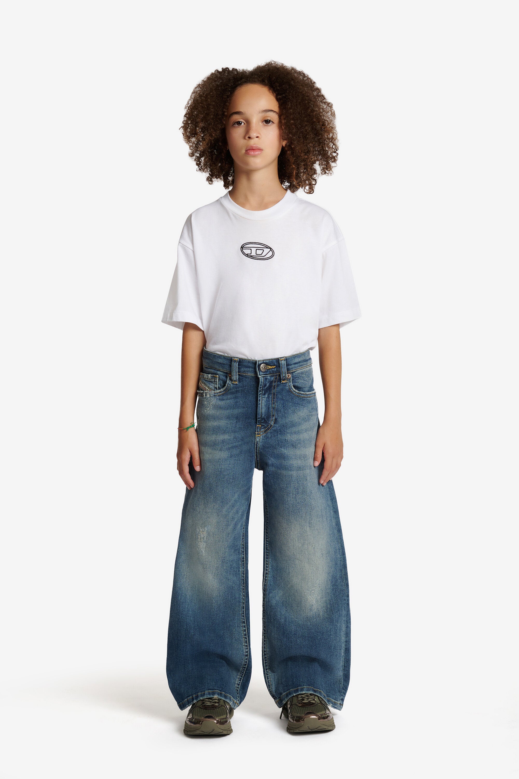 ミディアムブルーウォッシュ・ルーズフィットジーンズ - D-Argjx