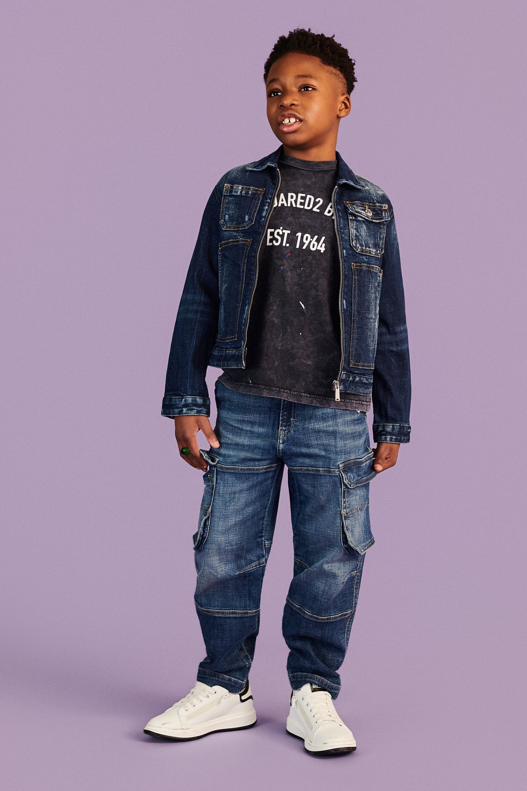 ミディアムブルーウォッシュ リラックスフィット カーゴジーンズ - D-Dave