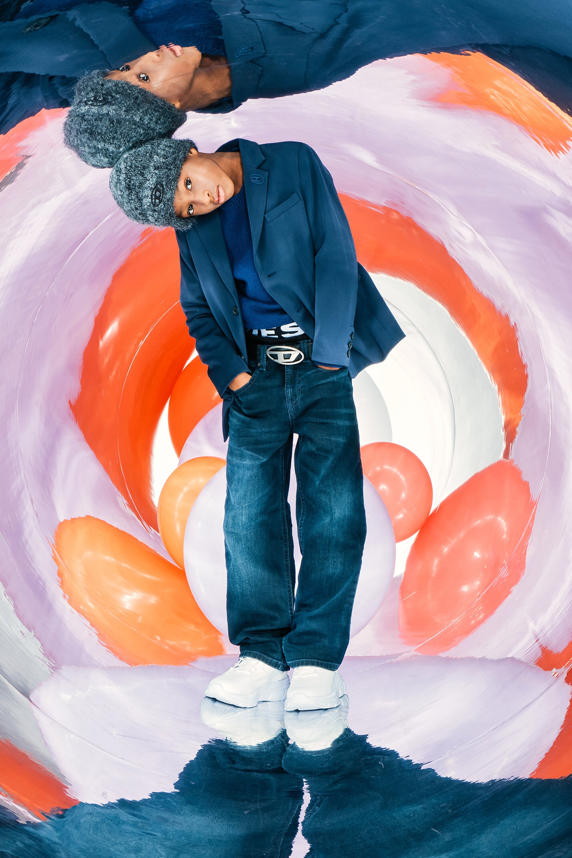 濃淡ブルーブラックリラックスジーンズ - D-Maki