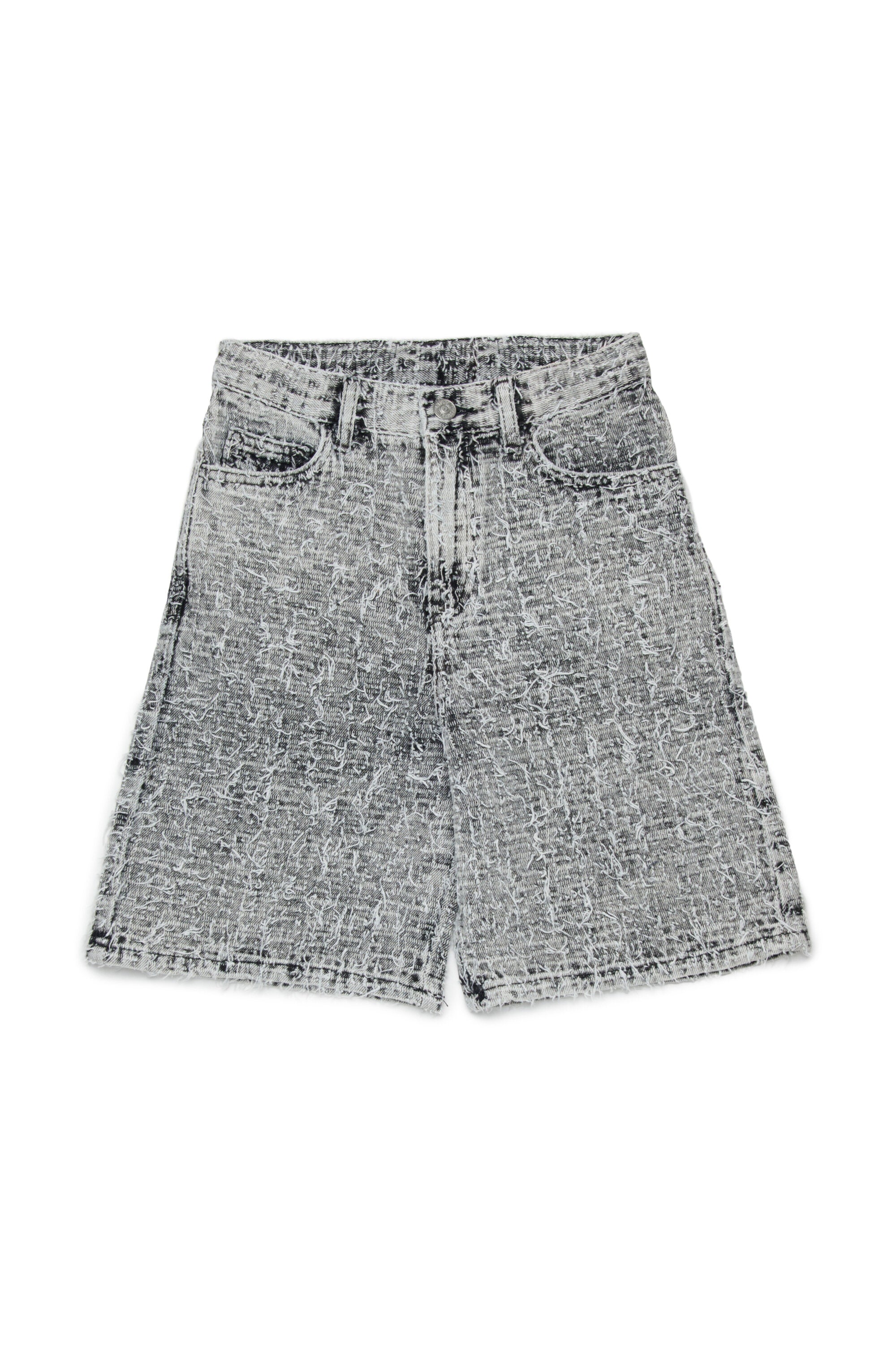 Lived-in effect denim shorts