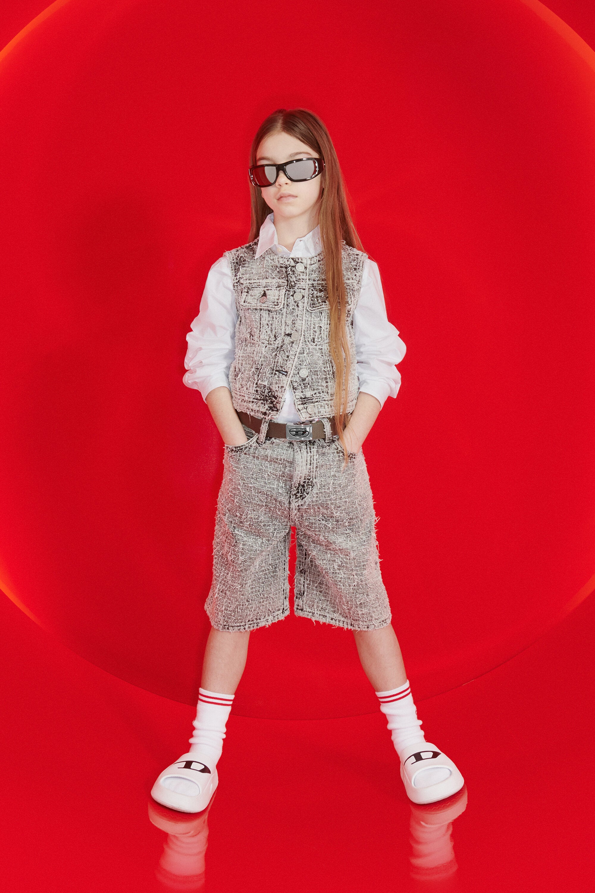 ヴィンテージ風デニムショートパンツ