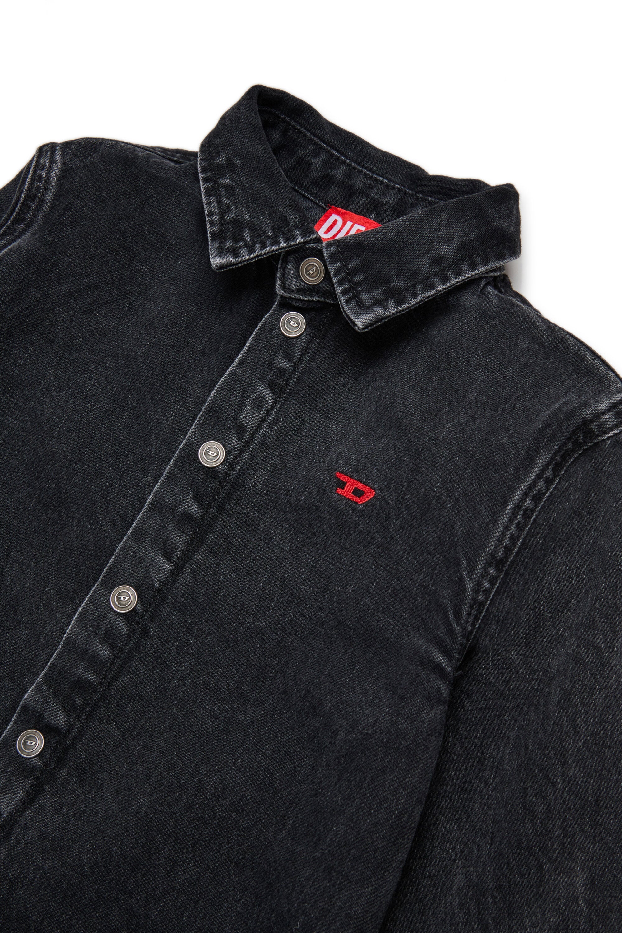 取り外し可能なスカート付きデニムシャツワンピース