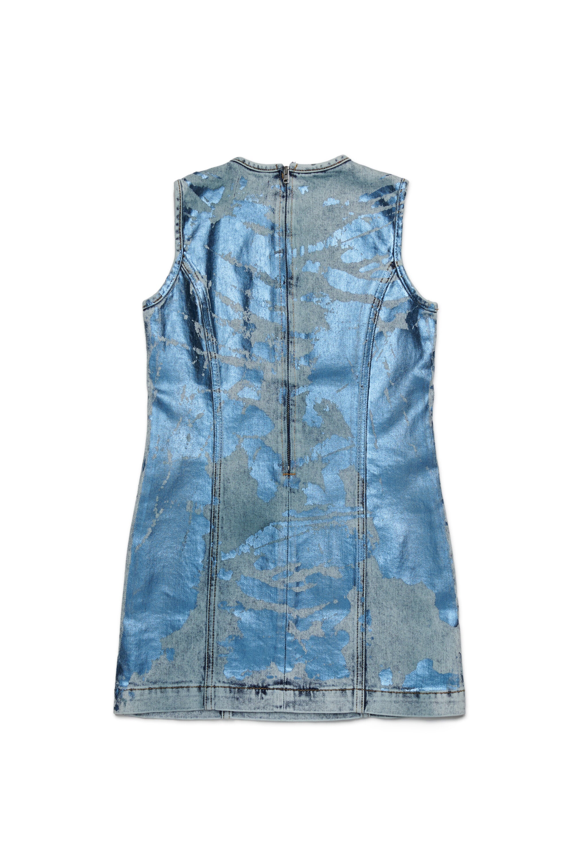 Denim sleeveless dress with mylar finishing