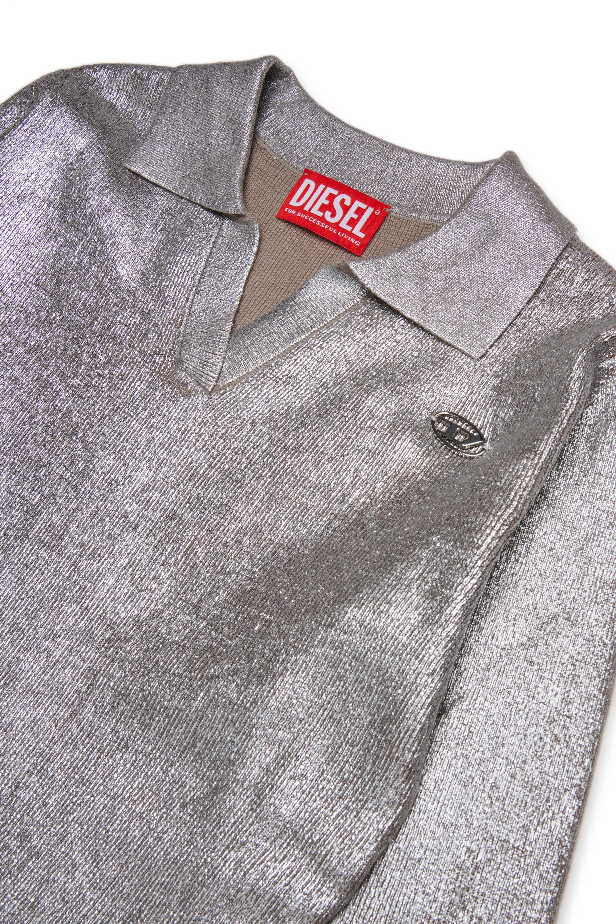 マイラープリントのウール混ロングドレス