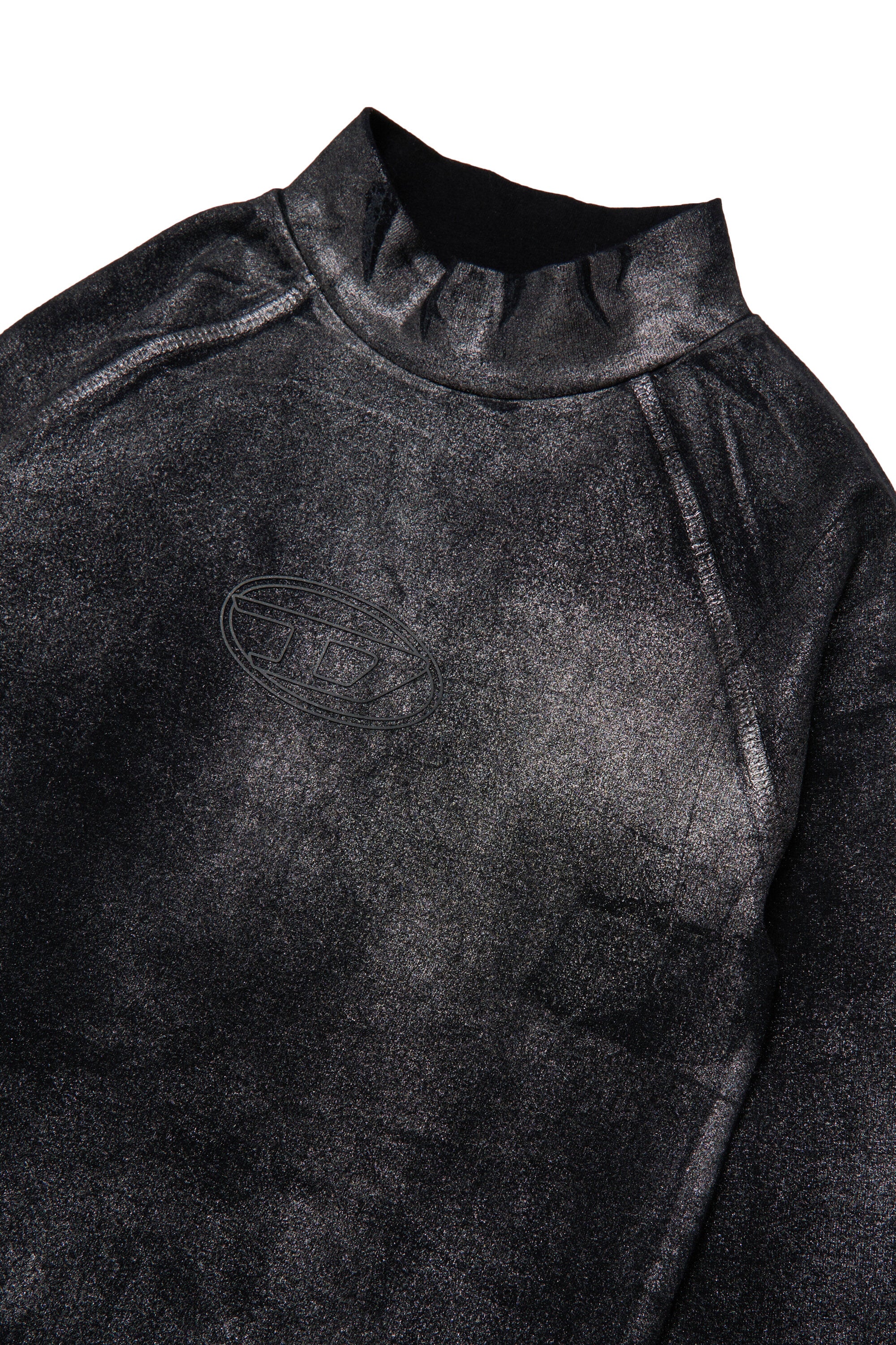 マイラープリント入りストレッチジャージー素材ボディスーツ