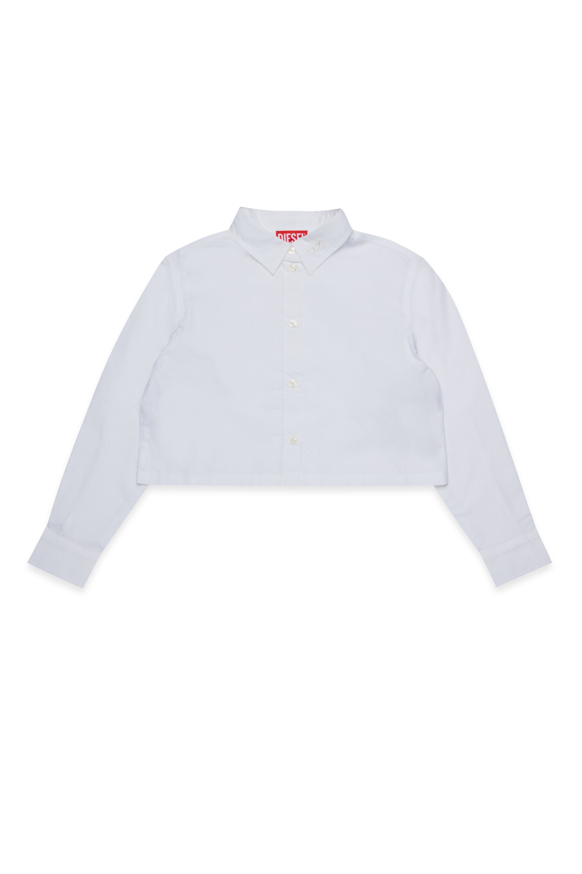 Boxy poplin shirt branded with logo on collar