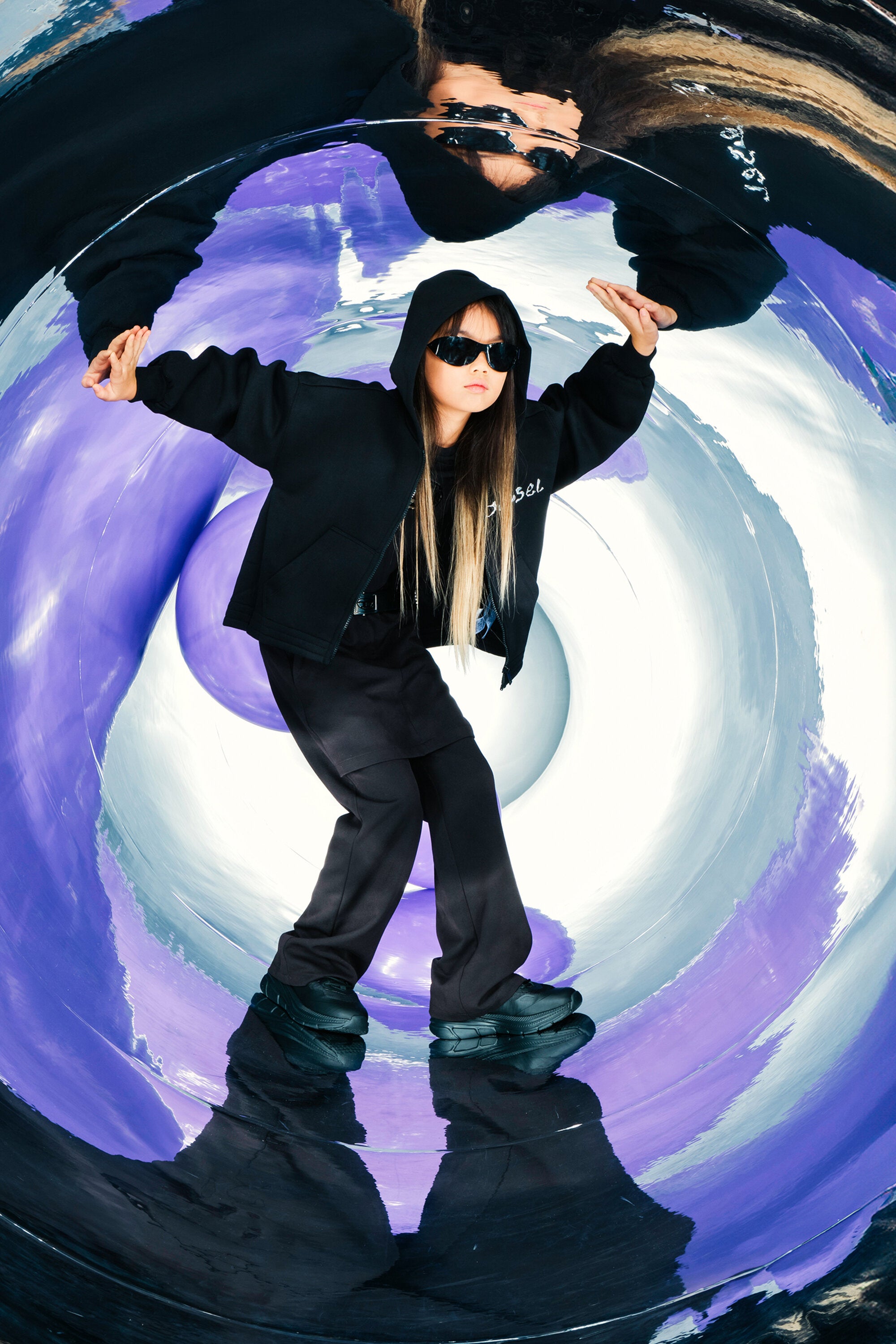 Sweatshirt with zip and Diesel print water effect